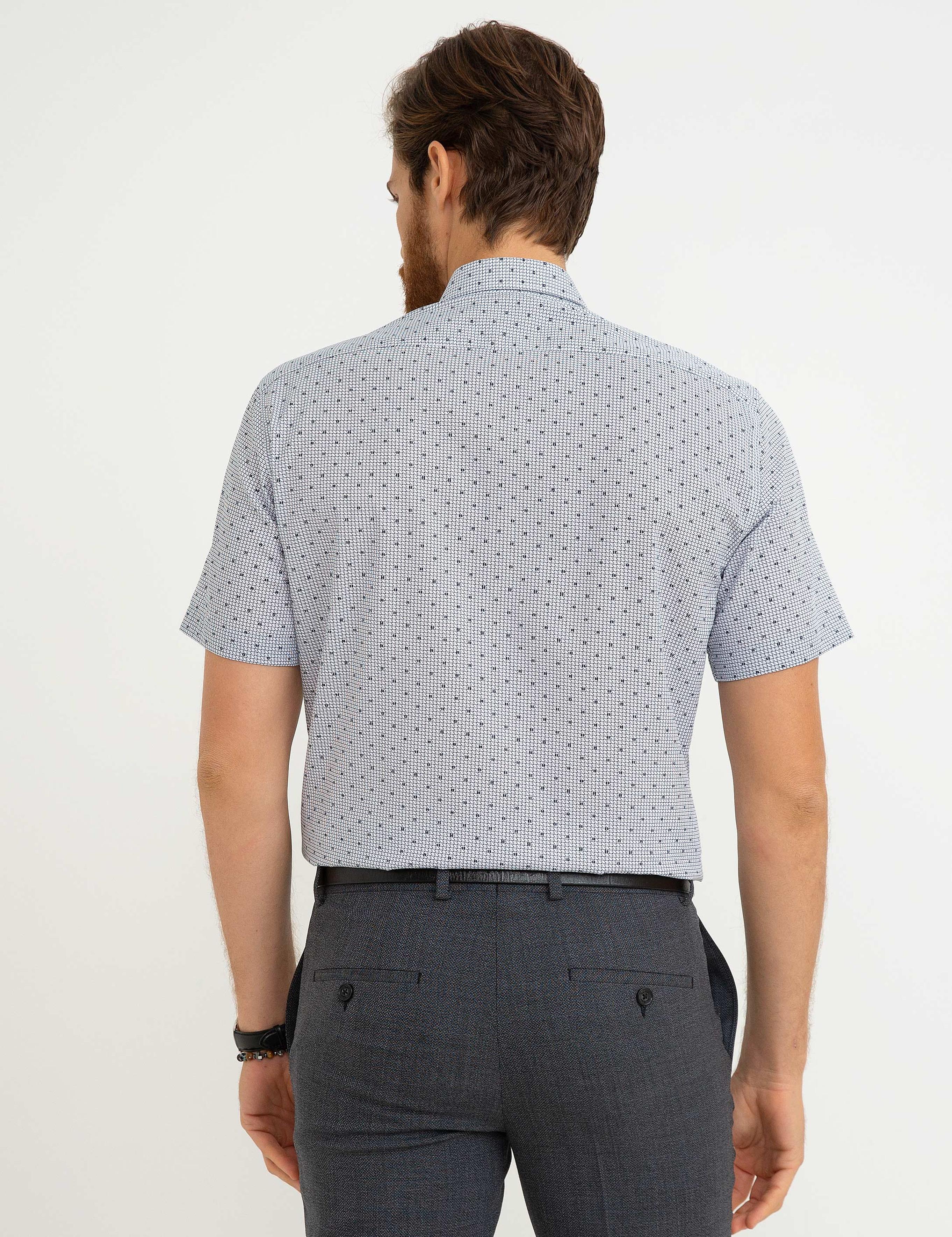 Lacivert Regular Fit Kısakol Gömlek