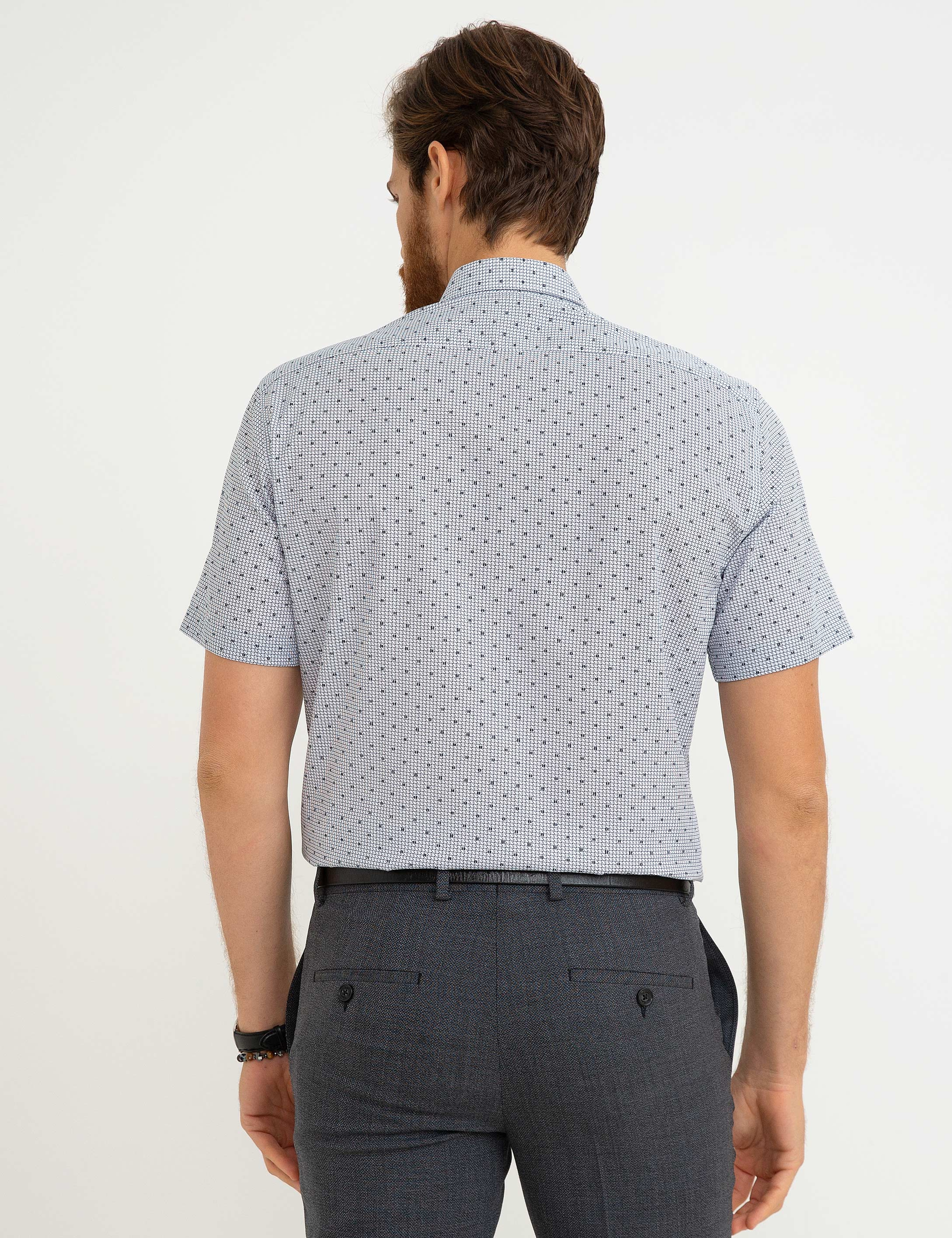 Lacivert Regular Fit Kısakol Gömlek