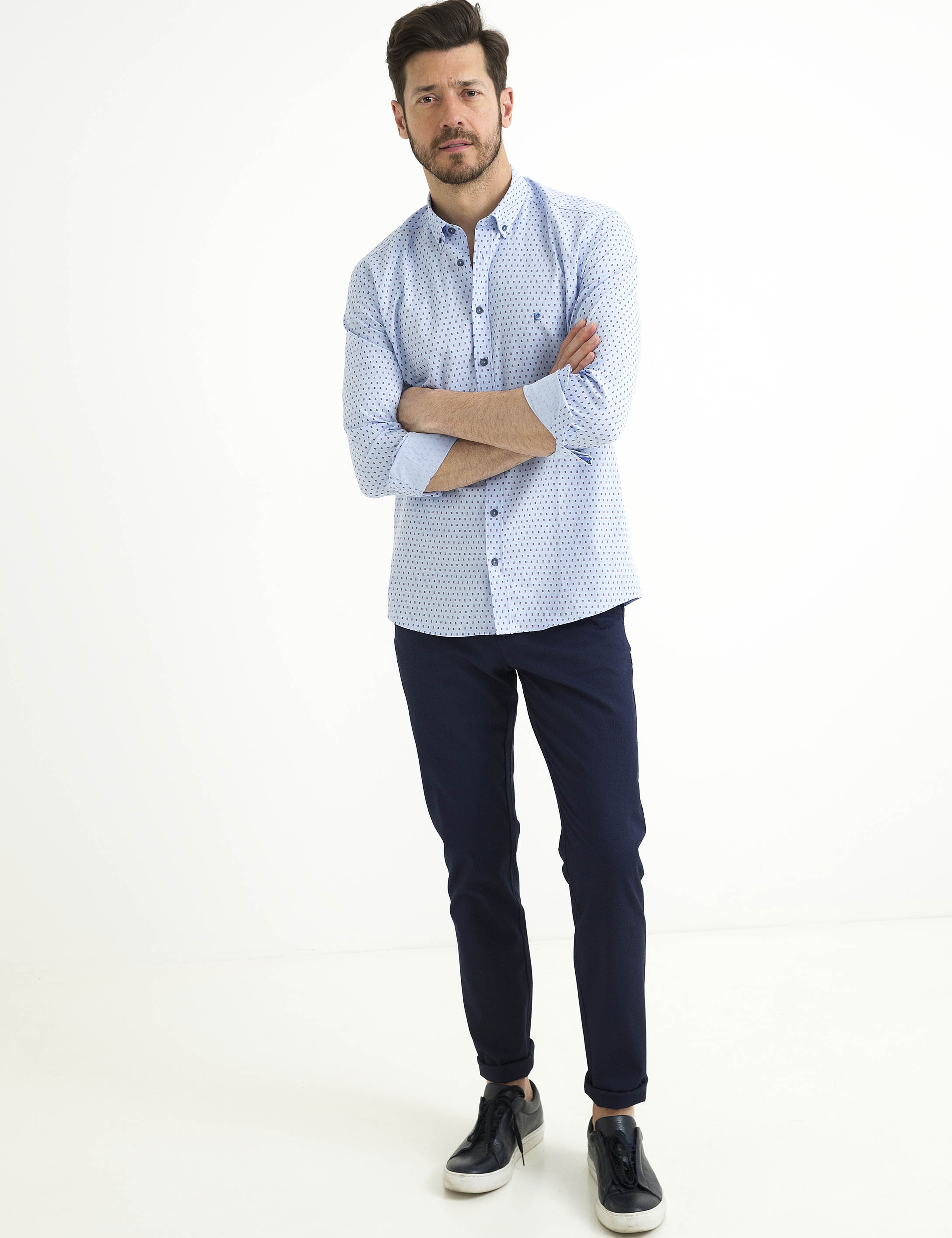 Mavi Slim Fit Gömlek - Image 1