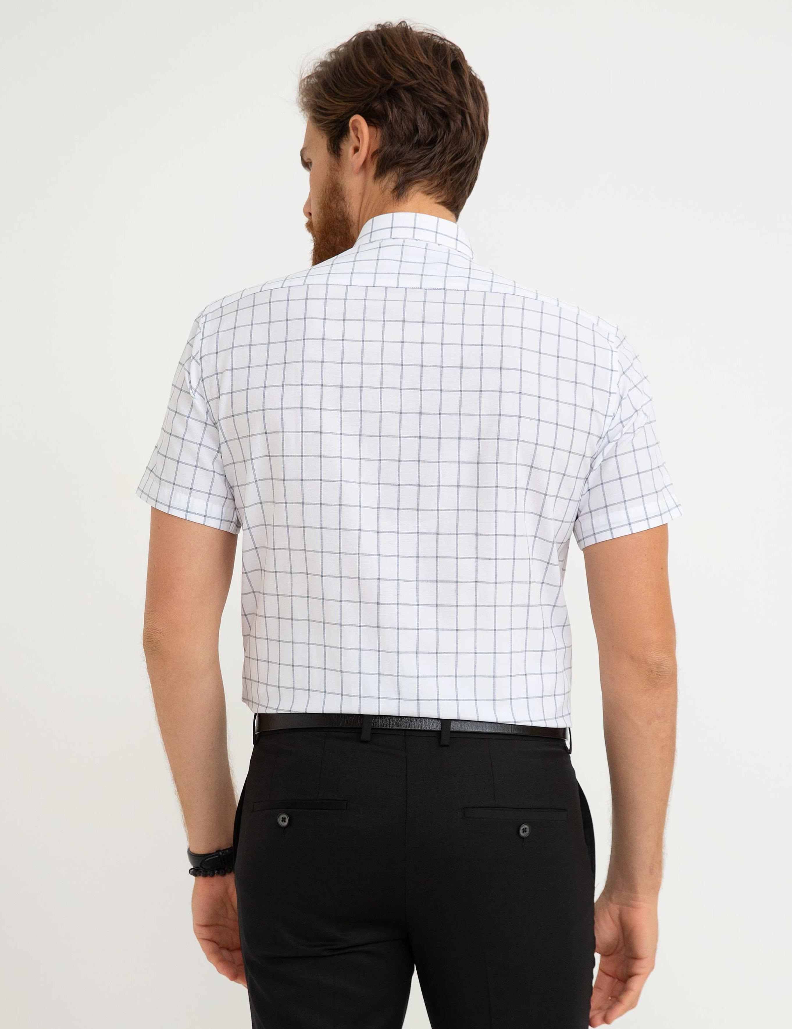 Beyaz Regular Fit Kısa Kollu Gömlek