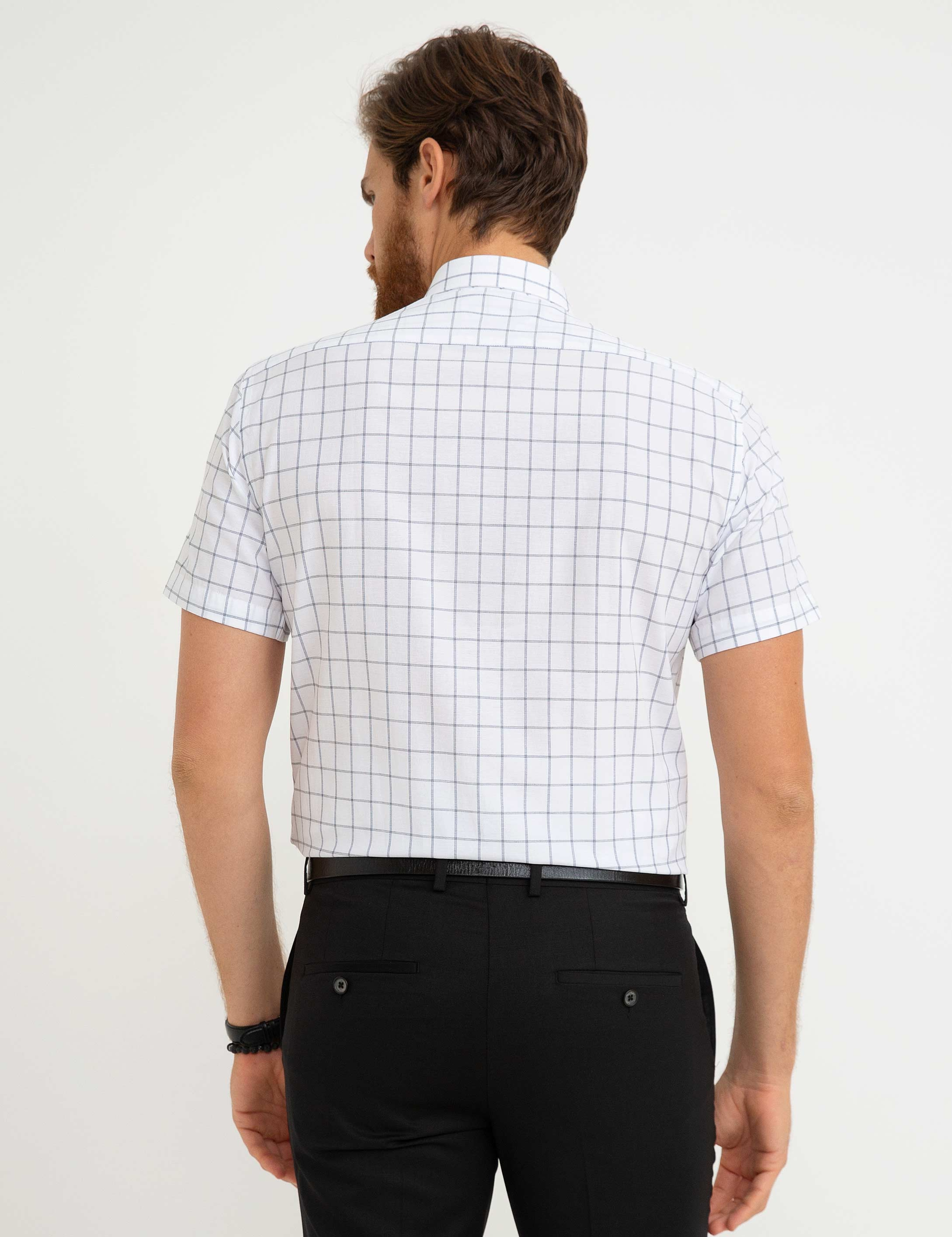 Beyaz Regular Fit Kısa Kollu Gömlek - Image 3