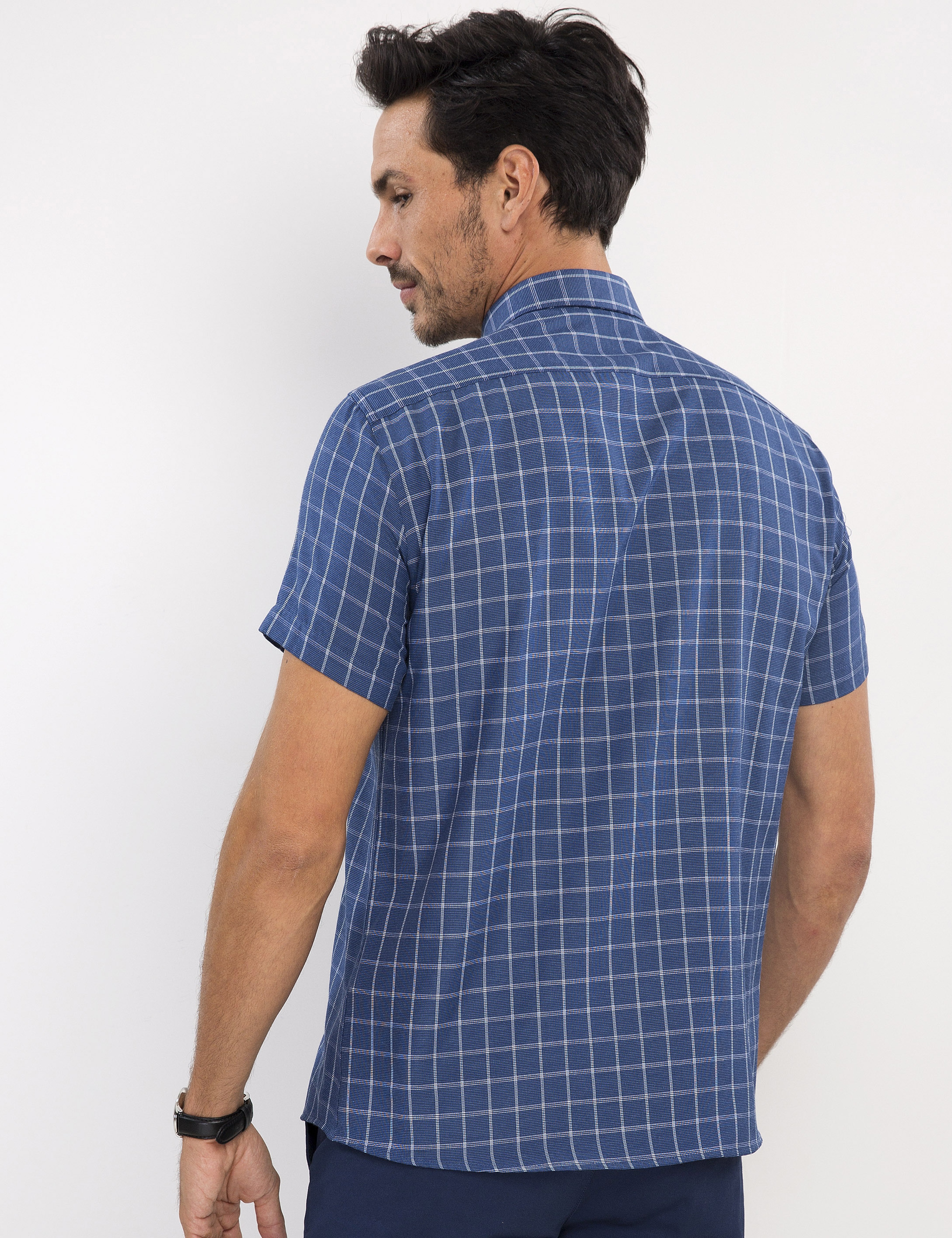 Lacivert Regular Fit Kısa Kollu Gömlek - Image 3