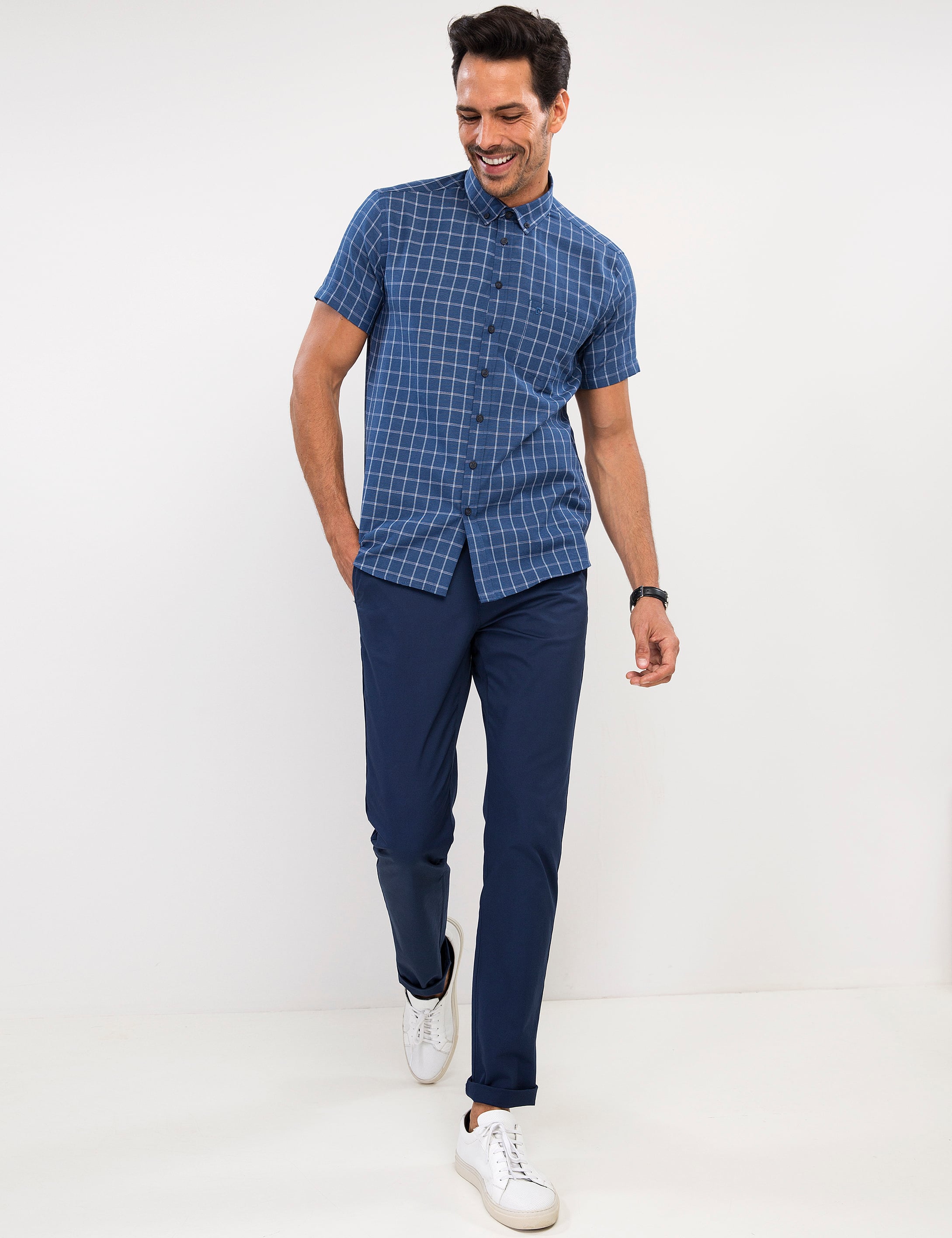 Lacivert Regular Fit Kısa Kollu Gömlek