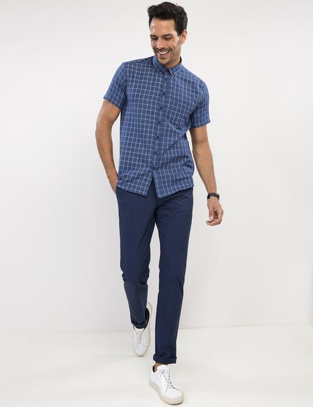 Lacivert Regular Fit Kısa Kollu Gömlek - 50187492017