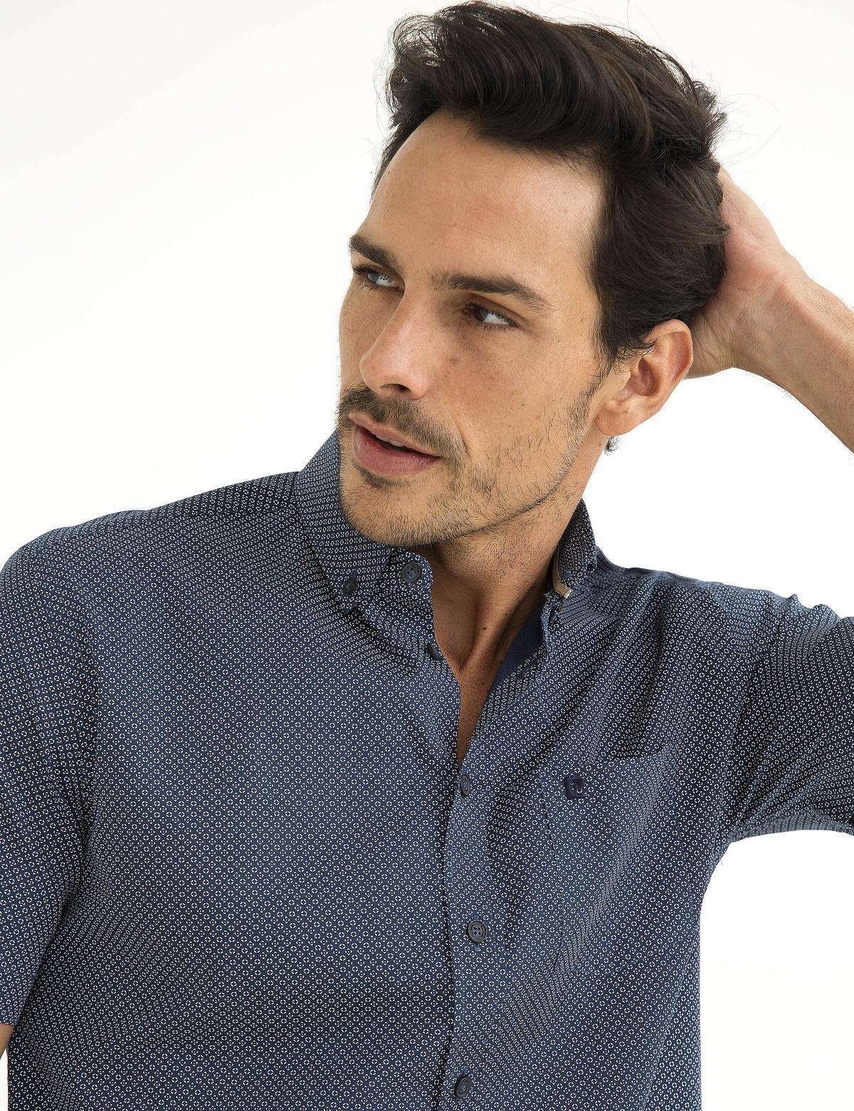 Lacivert Regular Fit Kısa Kollu Gömlek - 50187530015