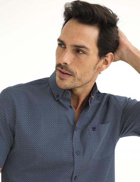 Lacivert Regular Fit Kısa Kollu Gömlek - 50187530015