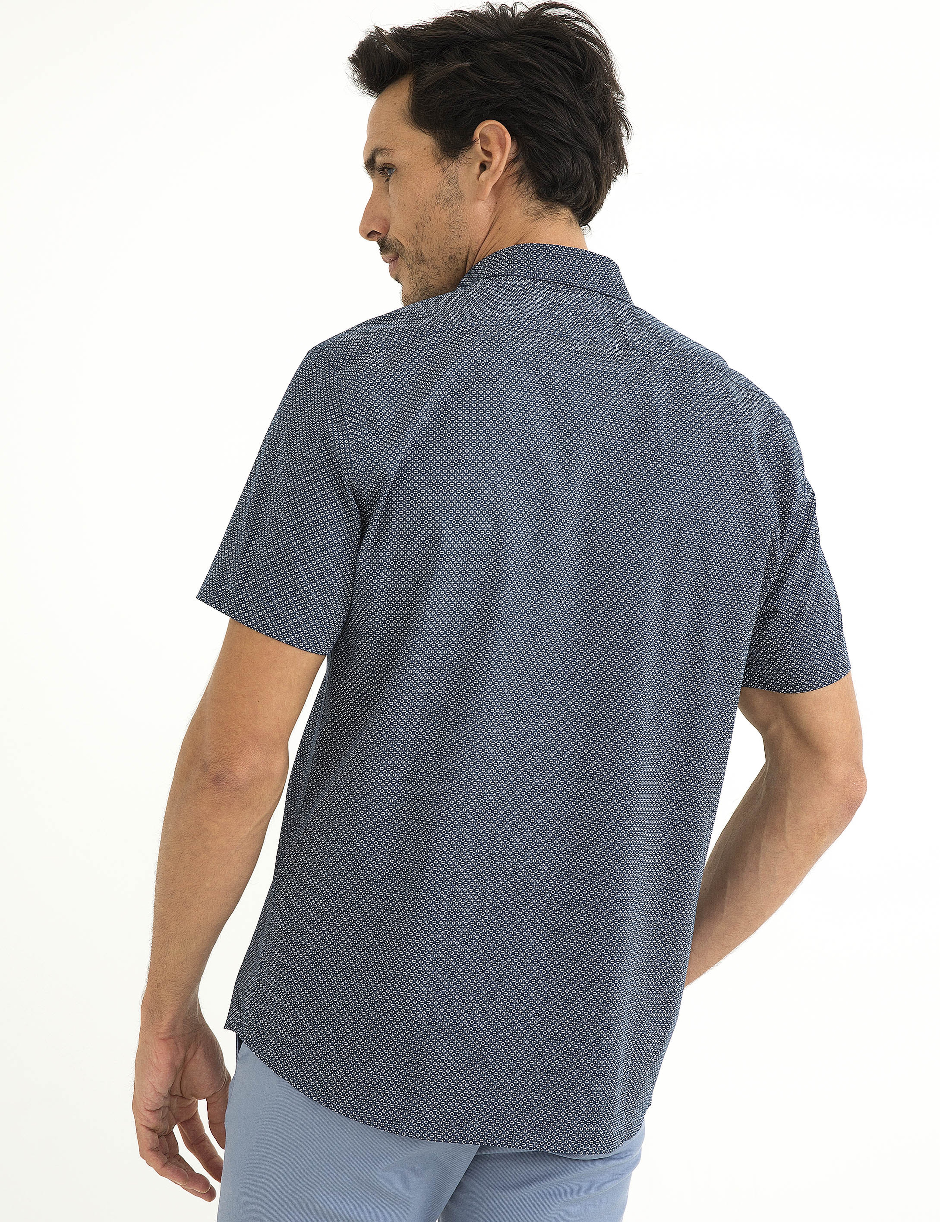 Lacivert Regular Fit Kısa Kollu Gömlek - Image 3