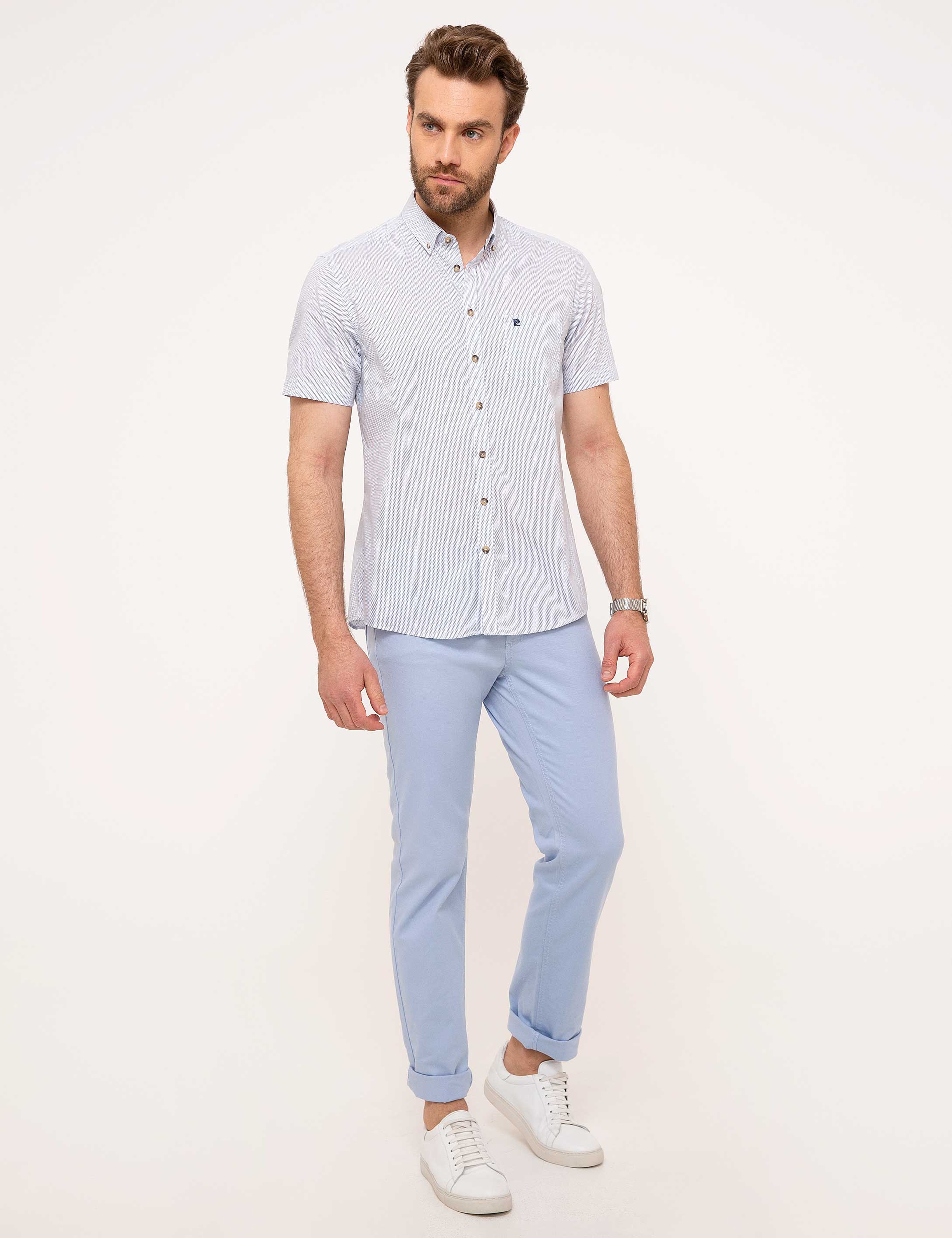 Lacivert Regular Fit Kısa Kollu Gömlek - Image 4