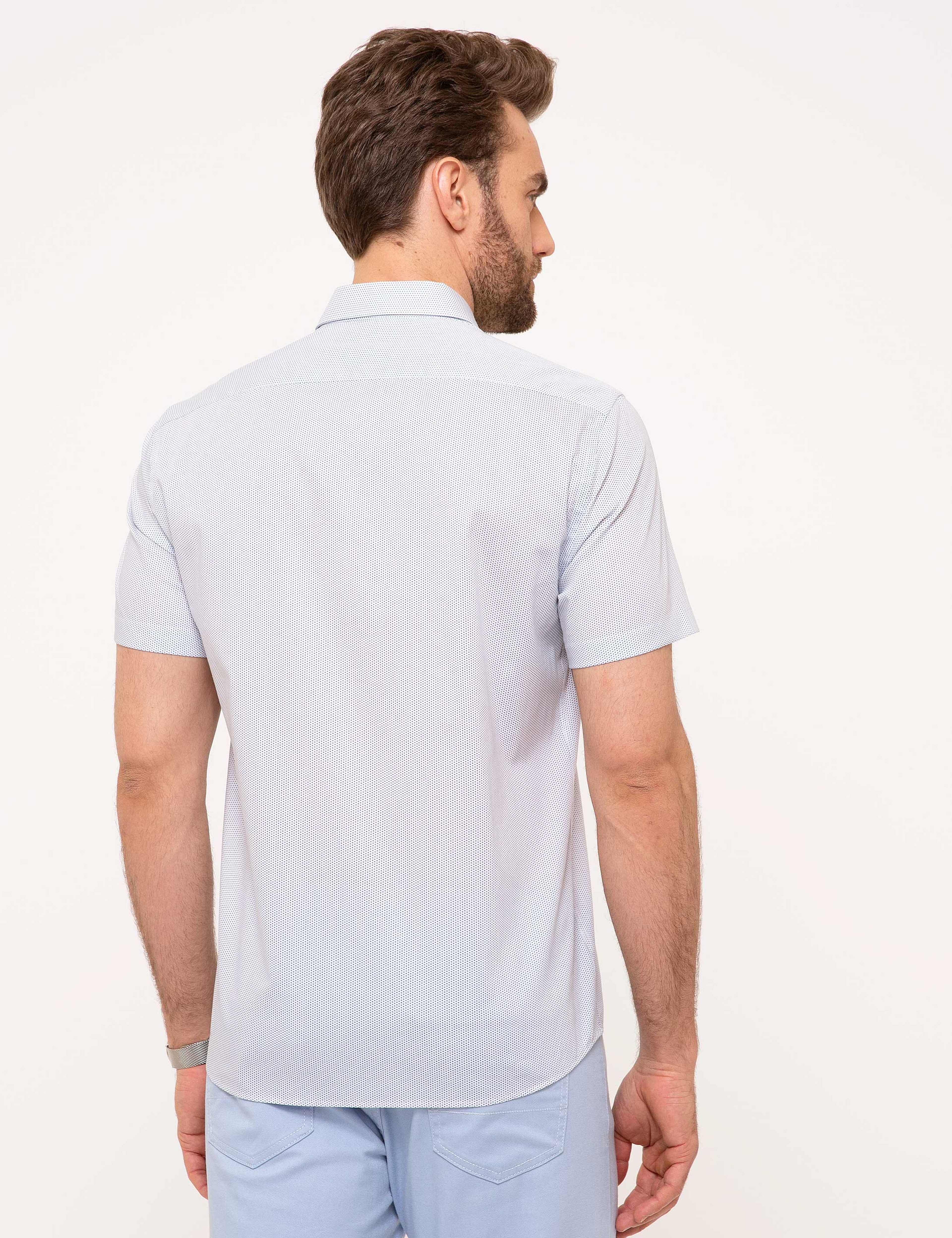 Lacivert Regular Fit Kısa Kollu Gömlek - Image 3