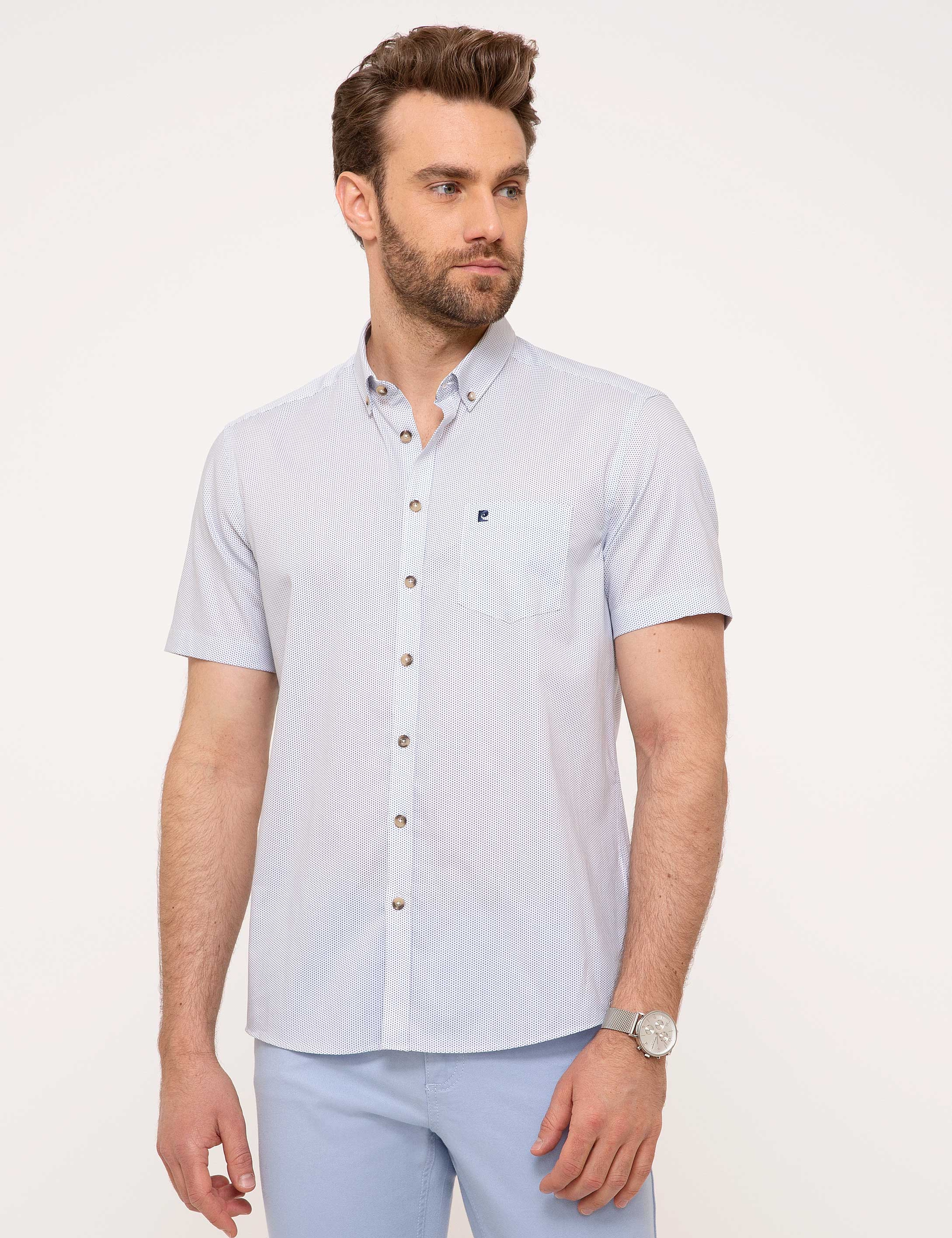 Lacivert Regular Fit Kısa Kollu Gömlek - Image 1