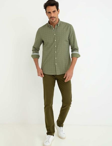 Yeşil Slim Fit Uzun Kollu Gömlek - 50187575010