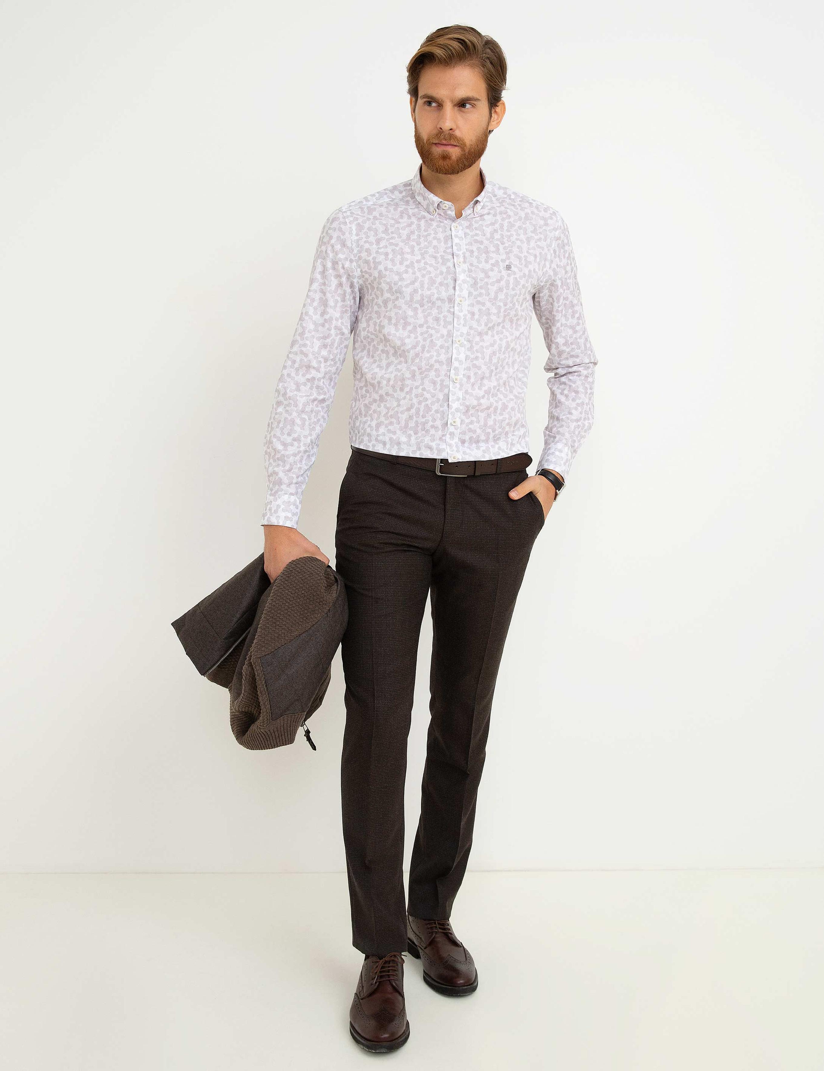 Bej Slim Fit Gömlek