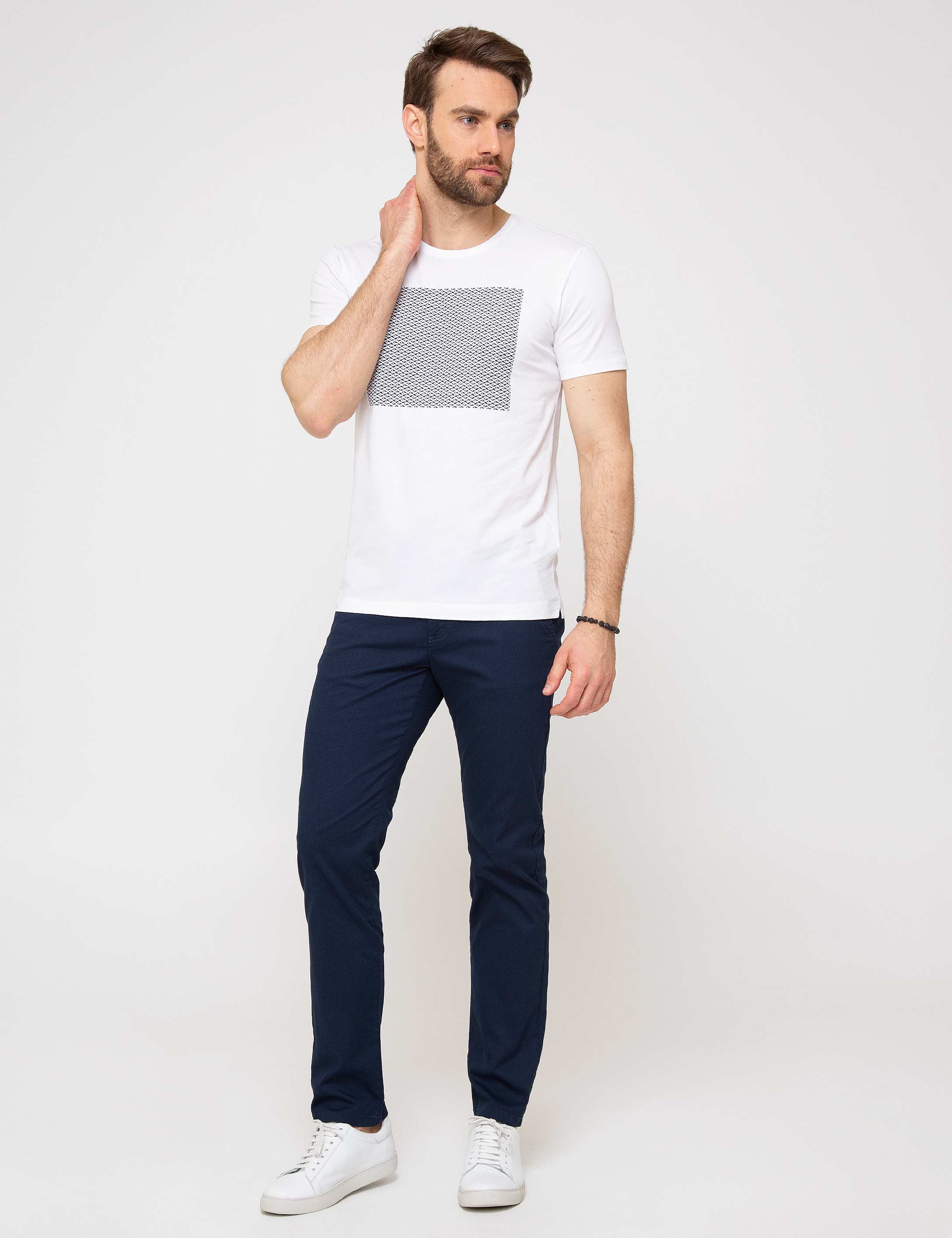 Lacivert Slim Fit Chino Pantolon - Image 1