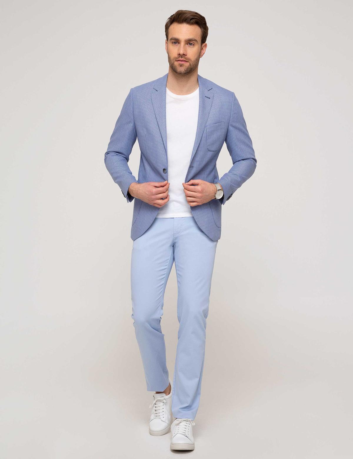 Açık Mavi Slim Fit Kanvas Pantolon