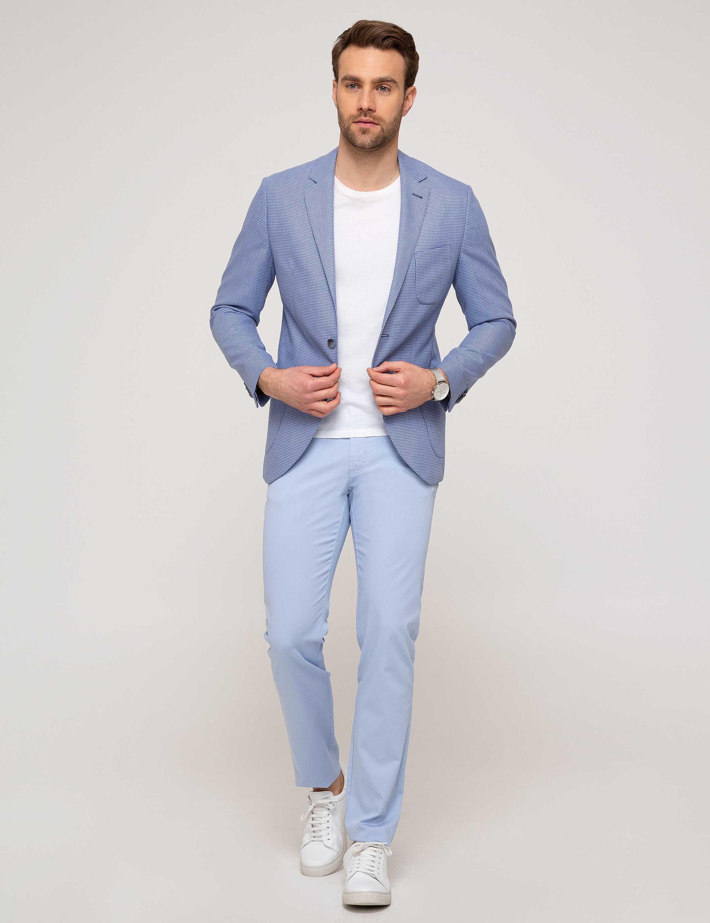 Açık Mavi Slim Fit Kanvas Pantolon