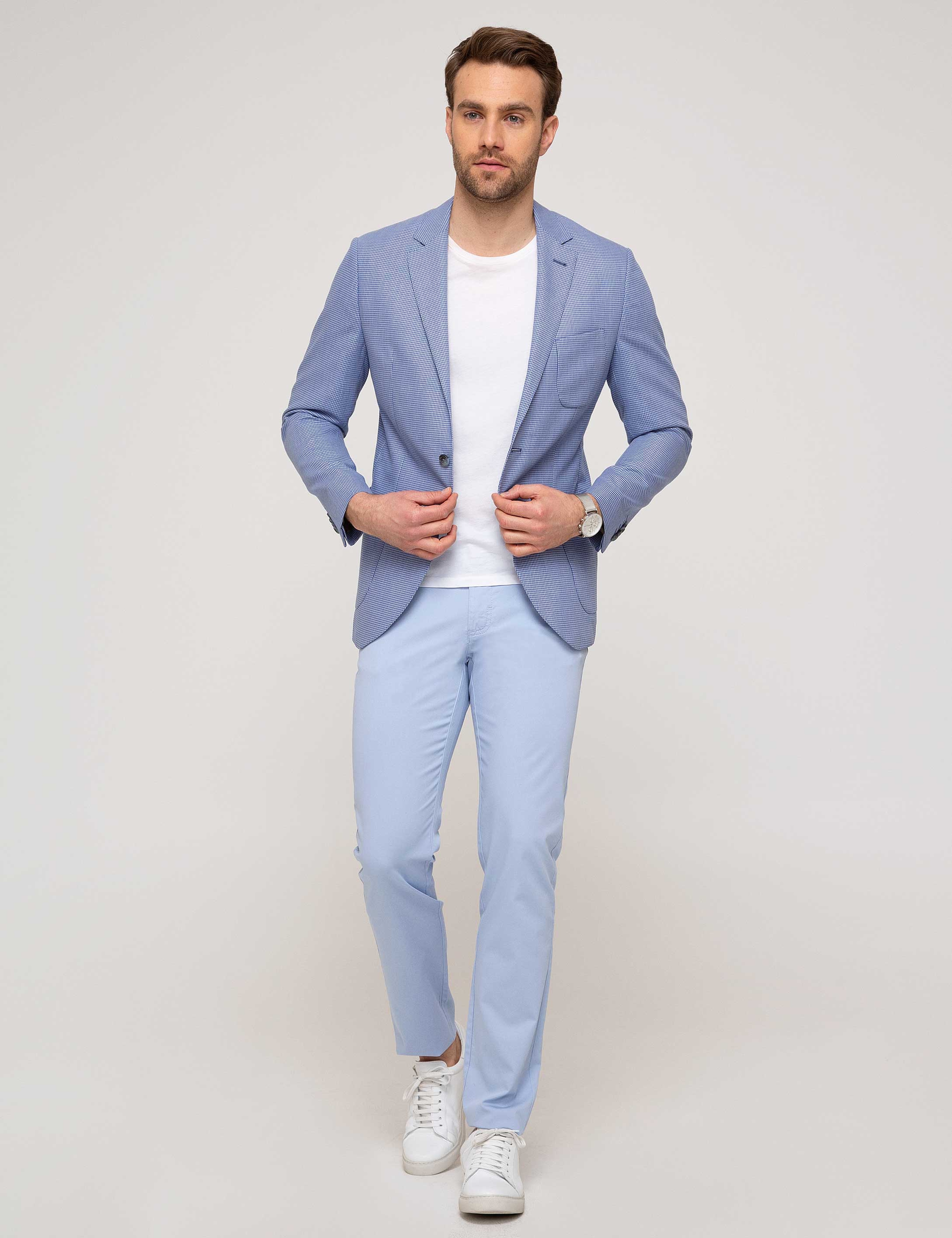Açık Mavi Slim Fit Kanvas Pantolon - Image 1