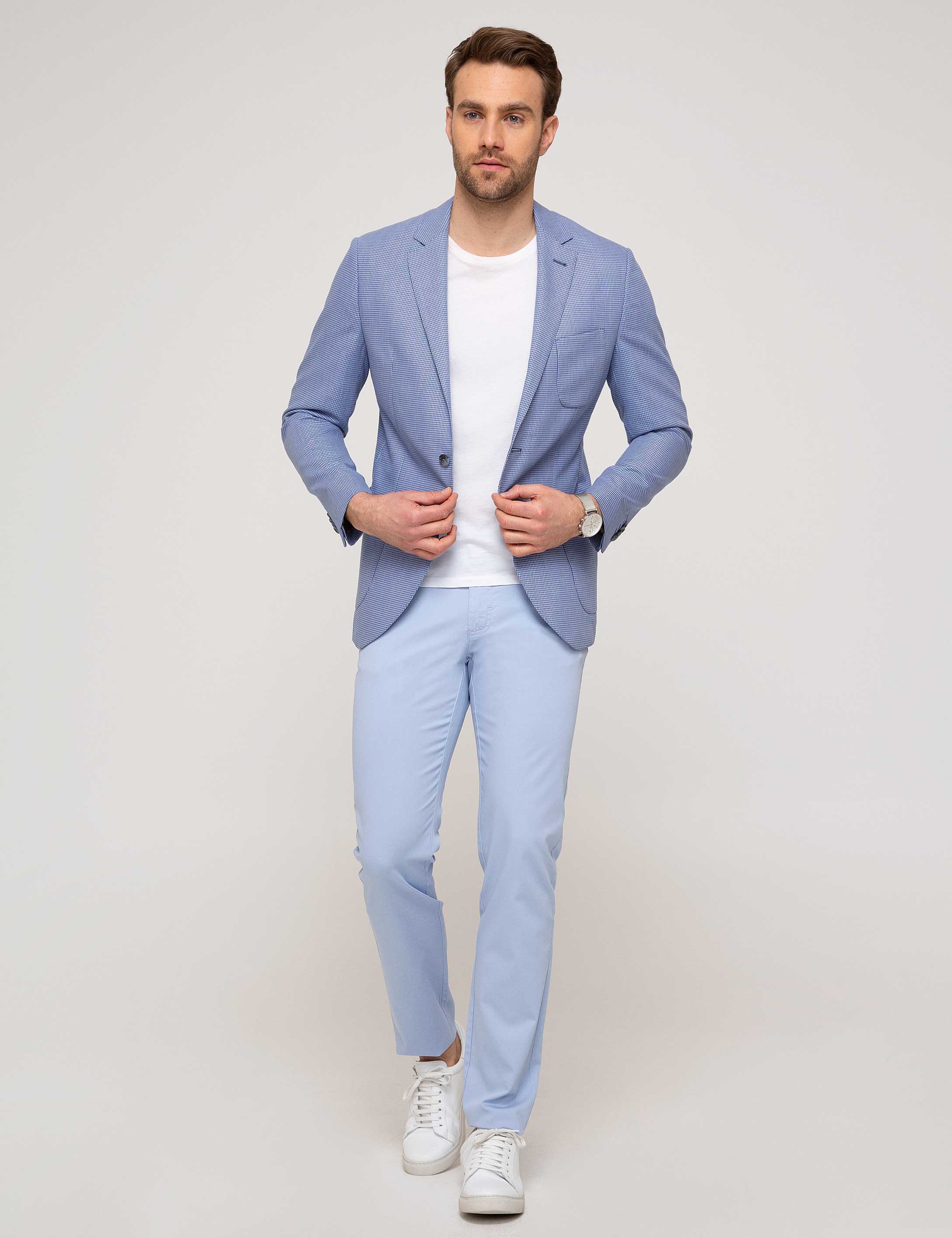Açık Mavi Slim Fit Kanvas Pantolon