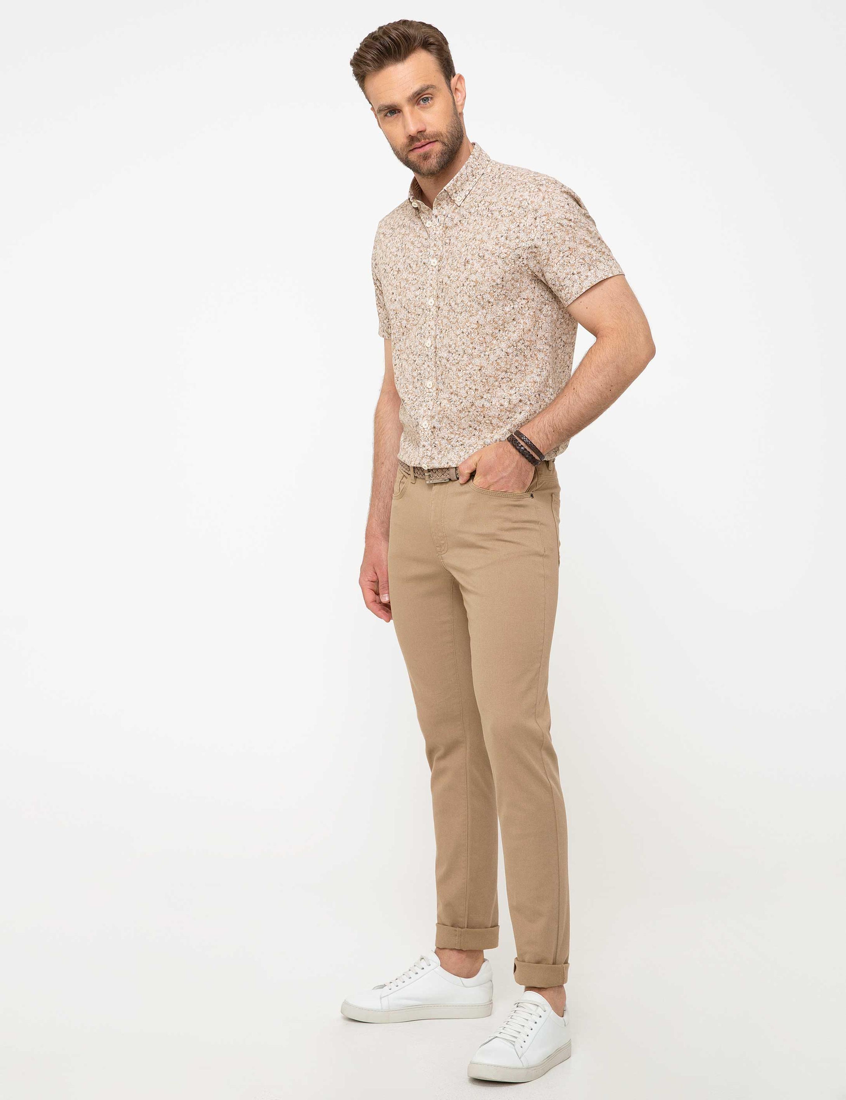 Camel Slim Fit Chino Pantolon