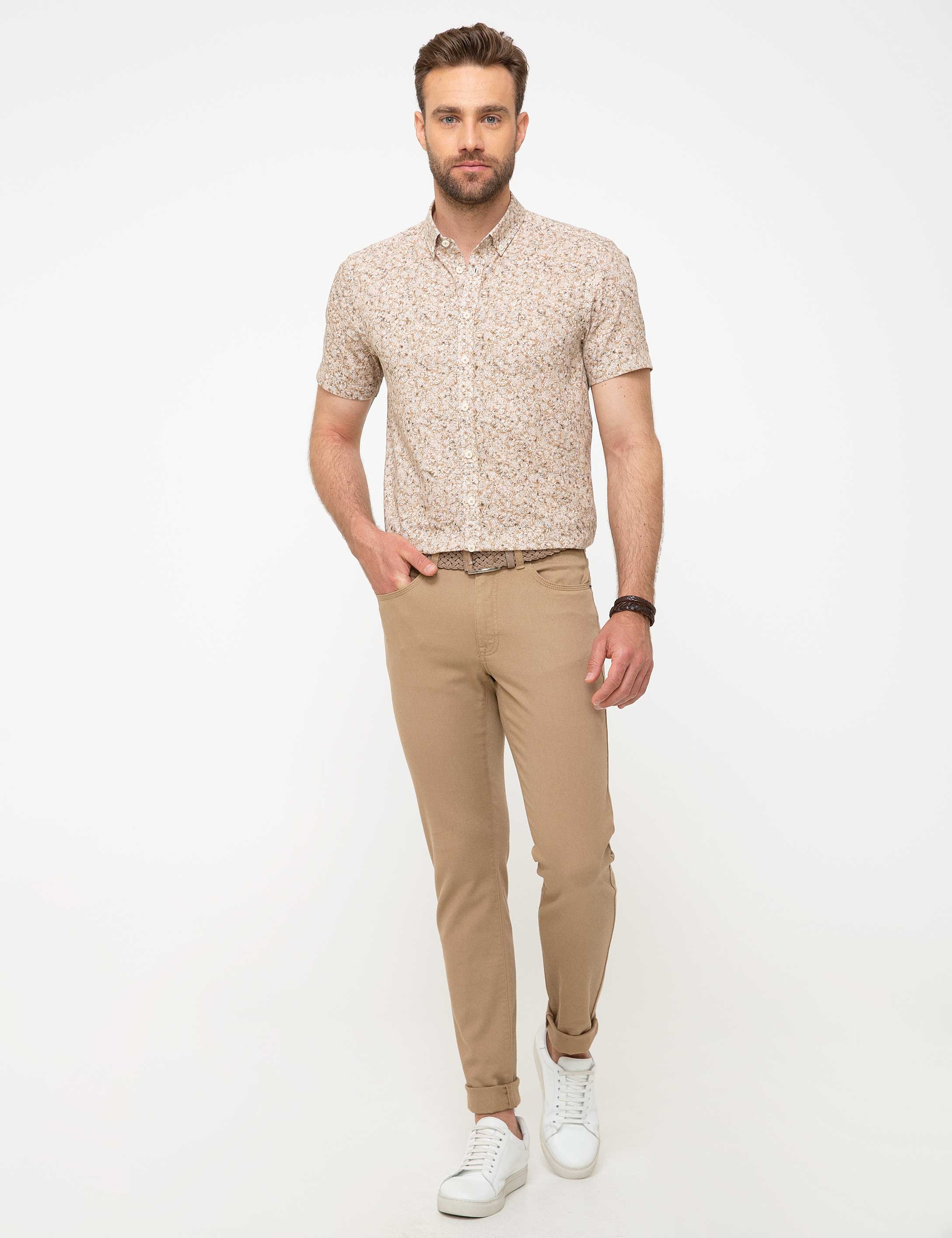 Camel Slim Fit Chino Pantolon - Image 1