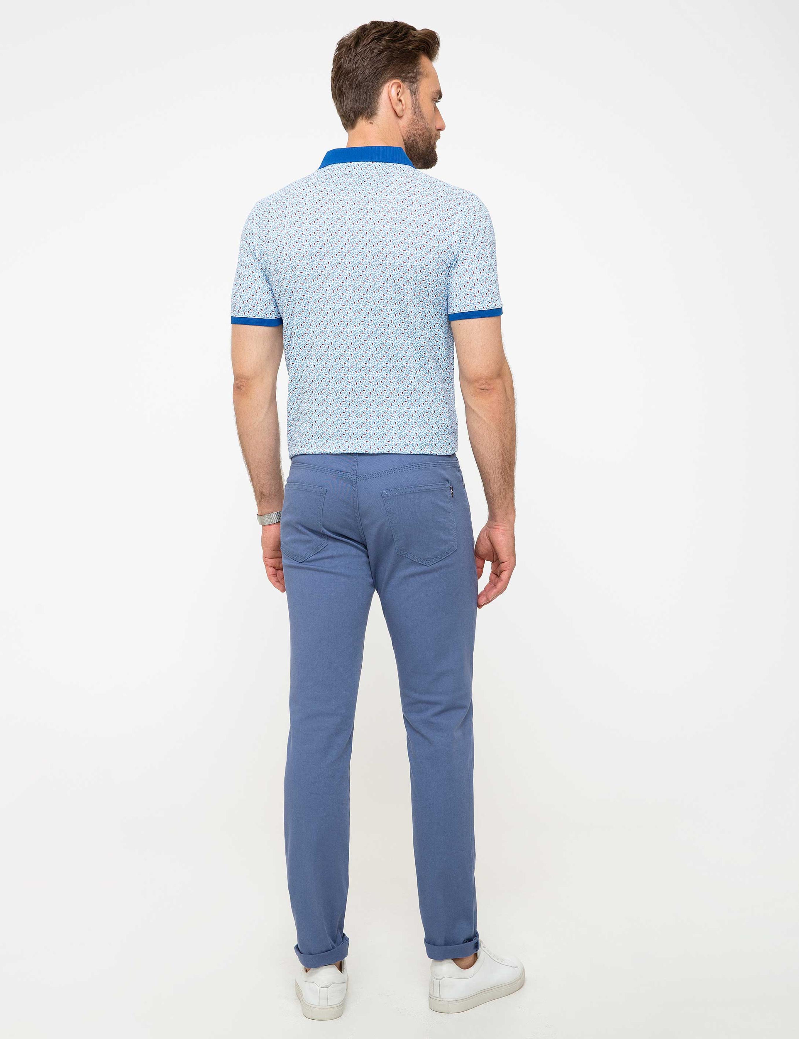 Petrol Mavi Slim Fit Chino Pantolon