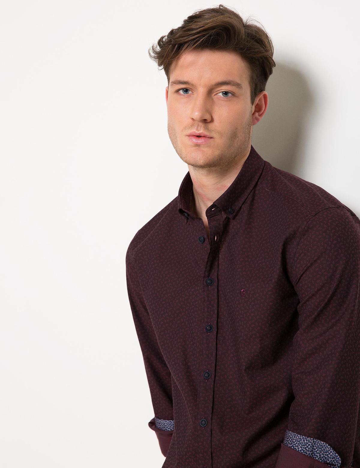 Slim Bordo Gömlek - 50187953001