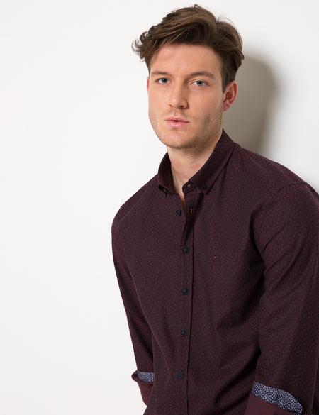 Slim Bordo Gömlek - 50187953001