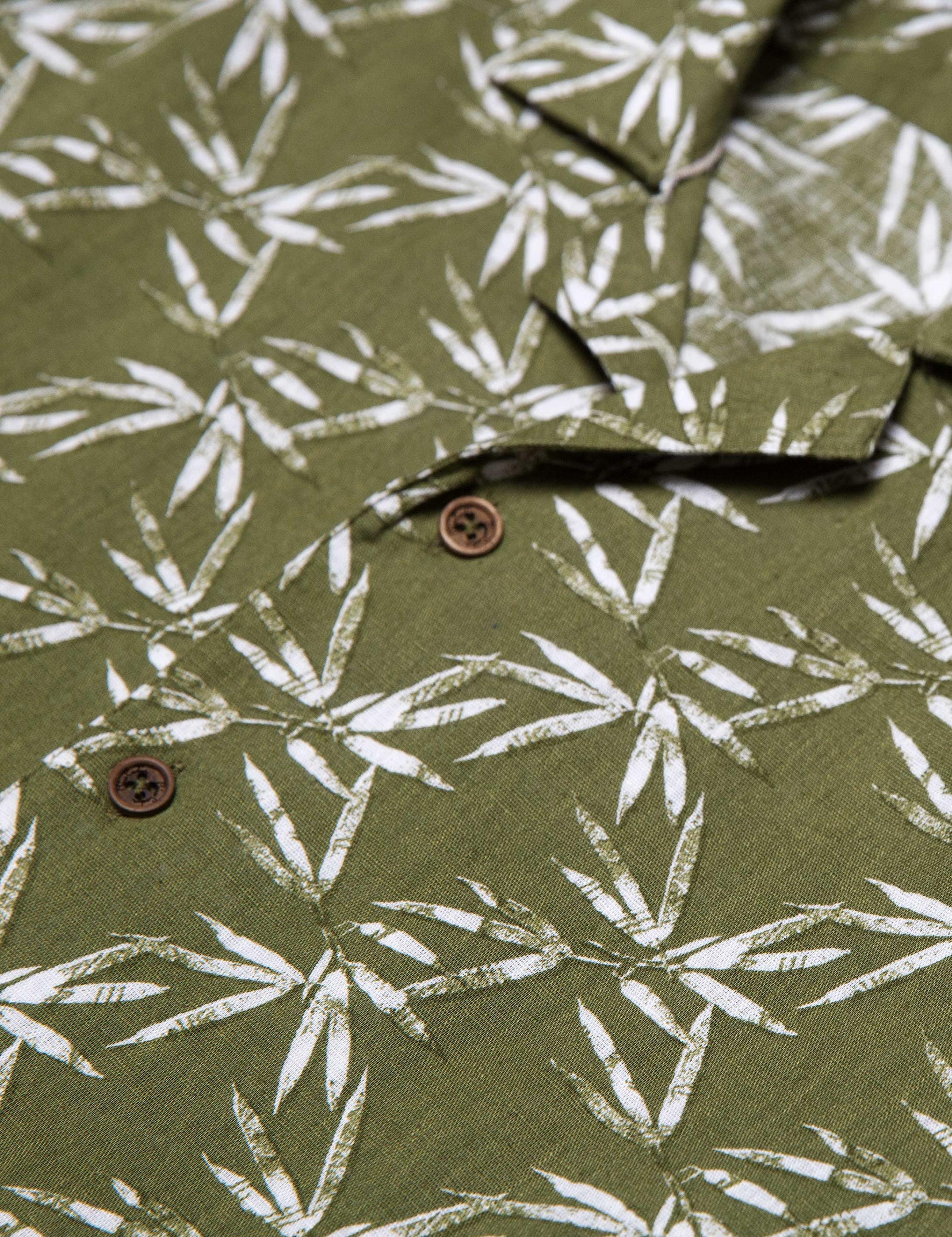 Yeşil Slim Fit Kısa Kollu Gömlek