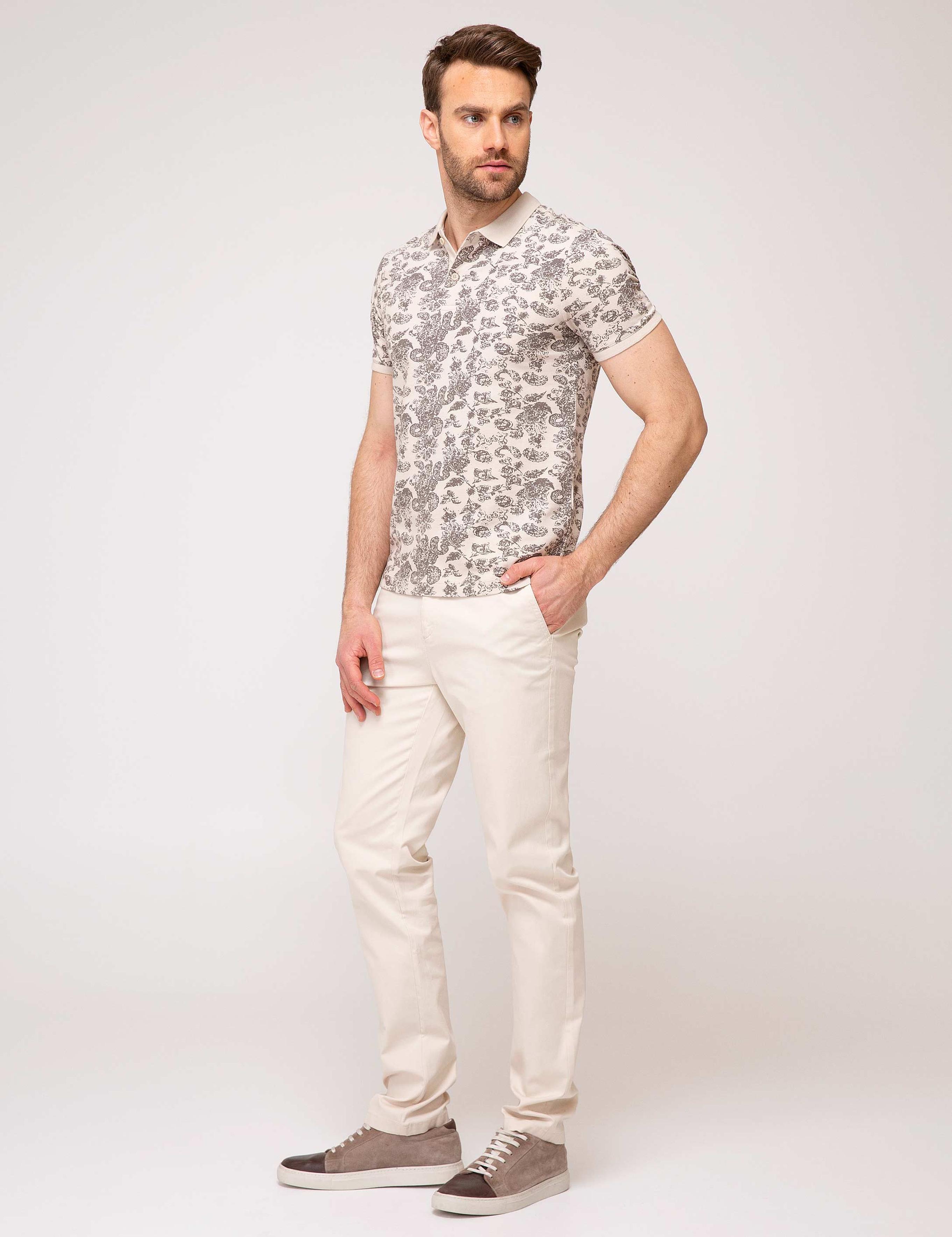 Bej Slim Fit Chino Pantolon