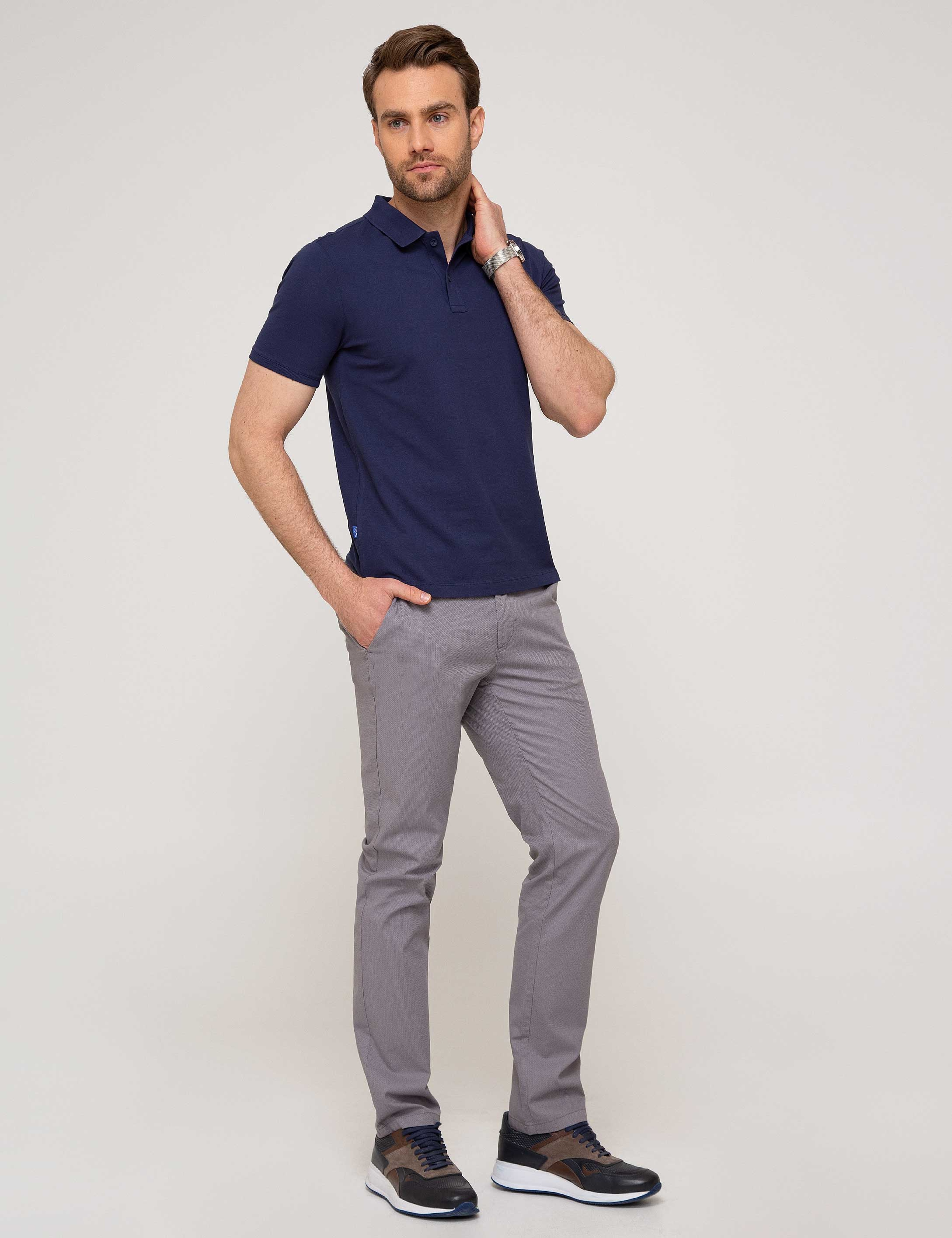Gri Slim Fit Chino Pantolon