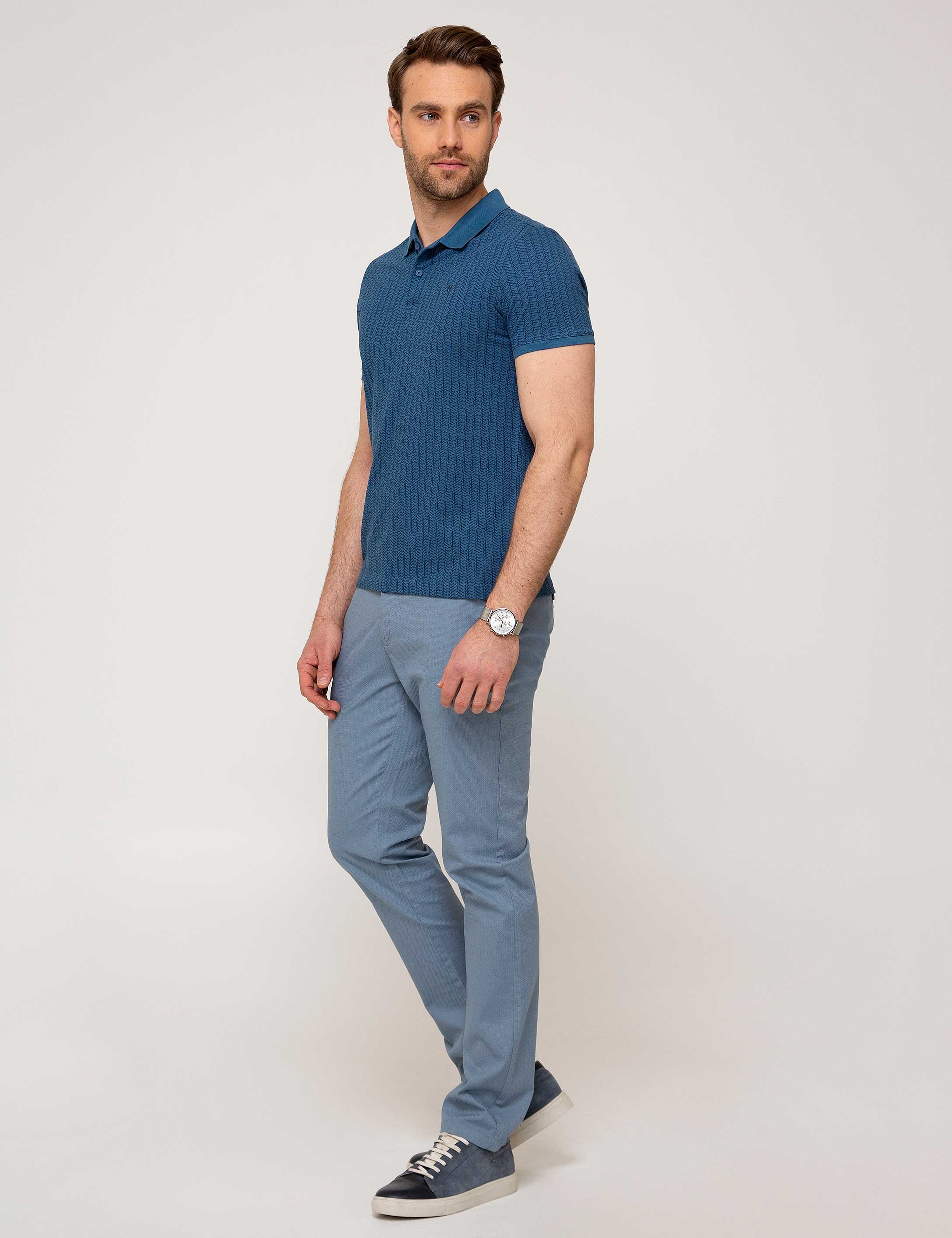 Koyu Mavi Slim Fit Chino Pantolon - Image 2
