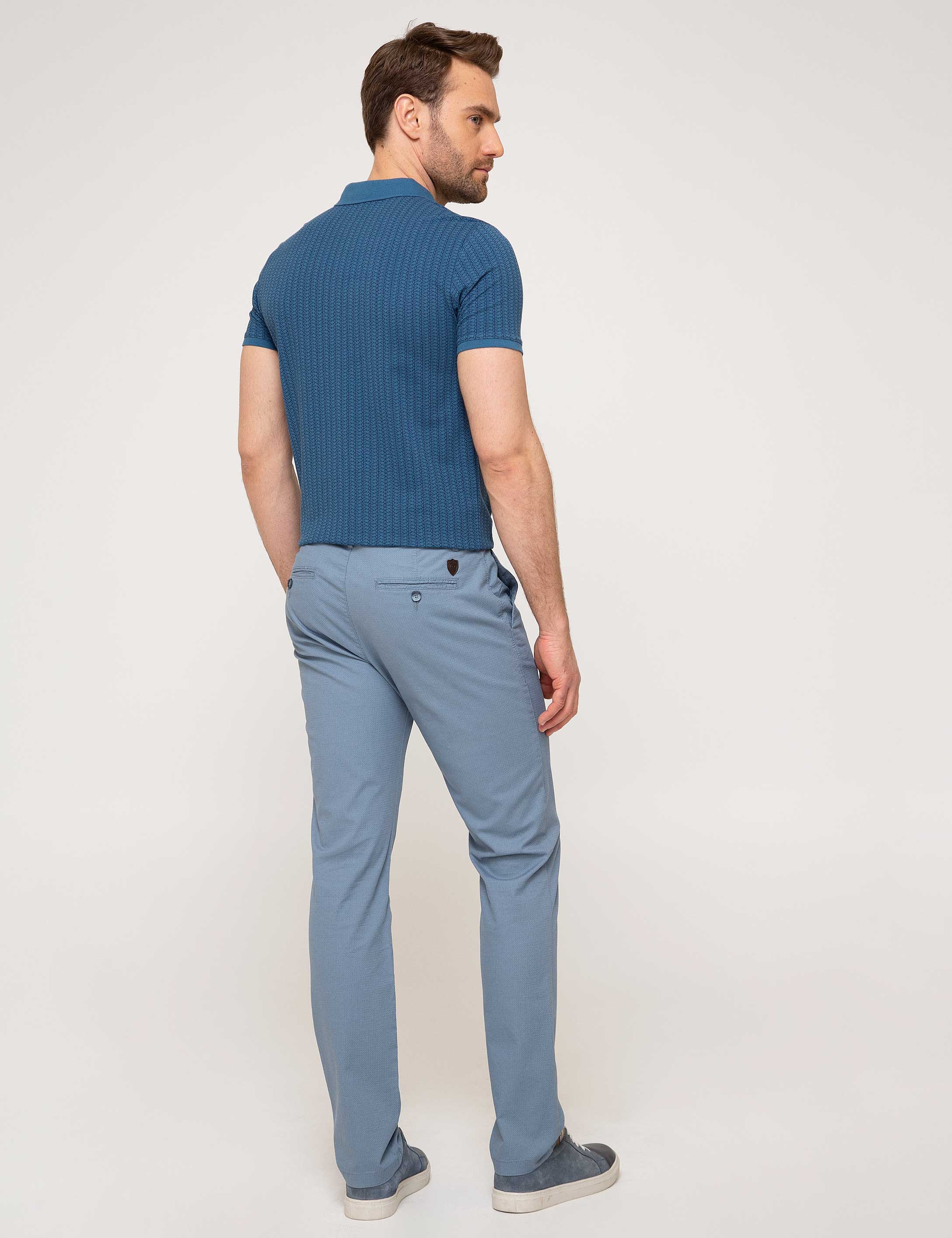 Koyu Mavi Slim Fit Chino Pantolon - Image 3