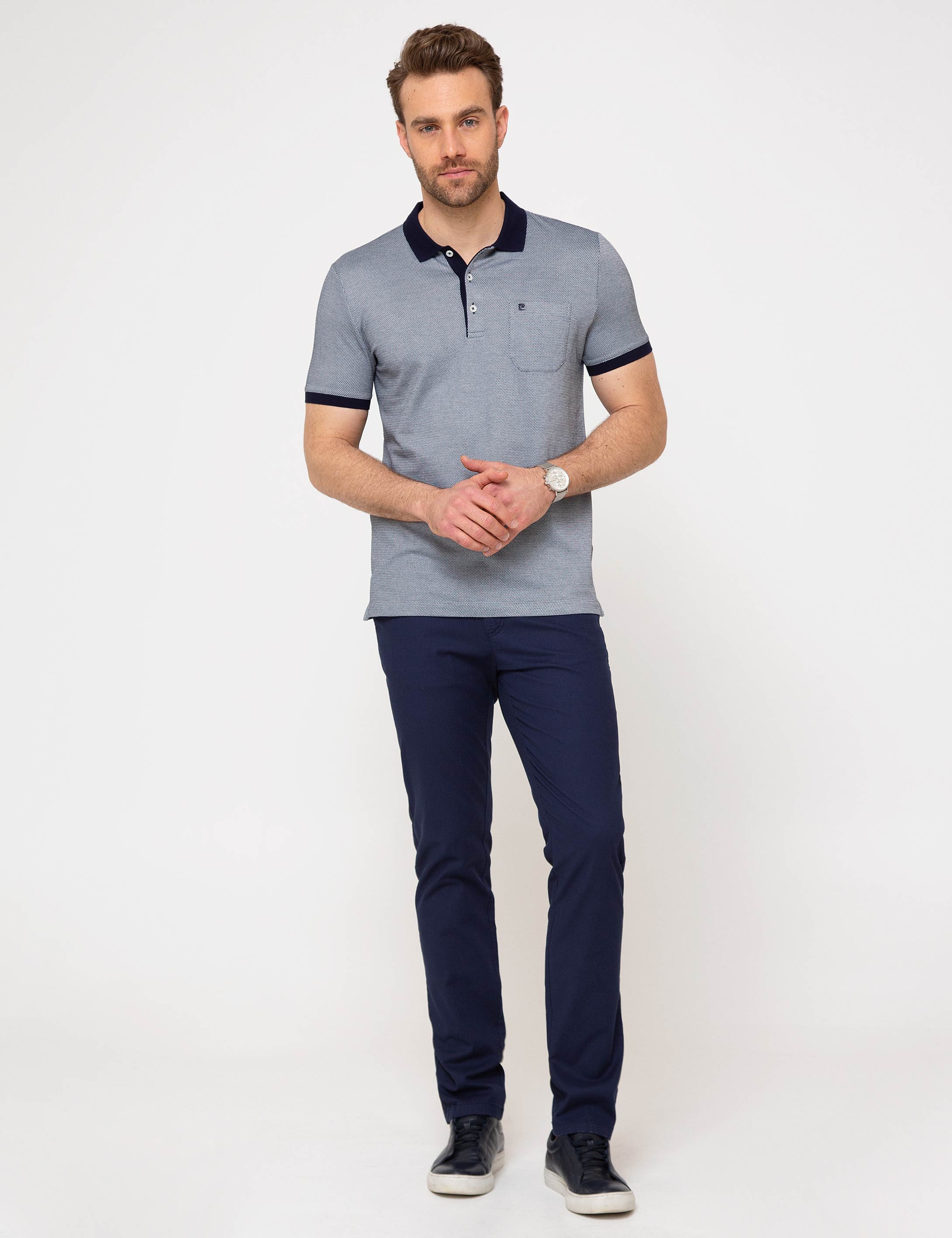 Lacivert Slim Fit Chino Pantolon - Image 1