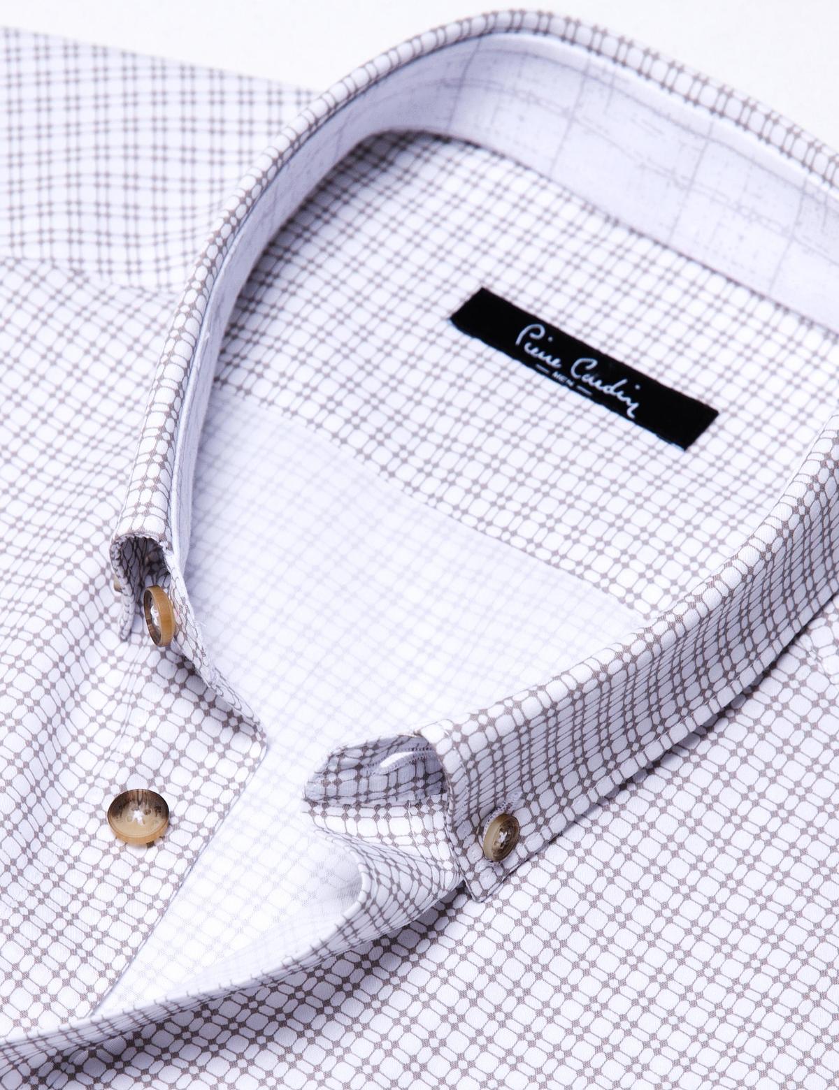 Kahverengi Detaylı Slim Fit Gömlek - 50189439002