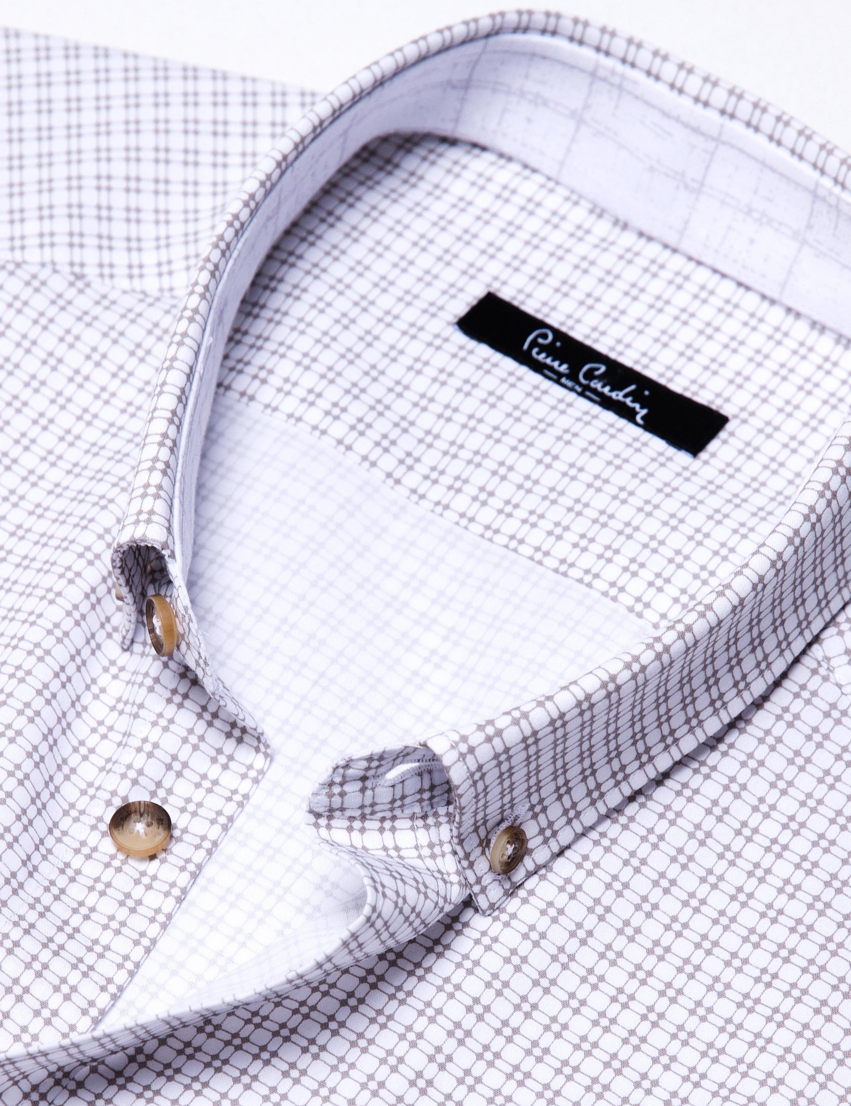 Kahverengi Detaylı Slim Fit Gömlek