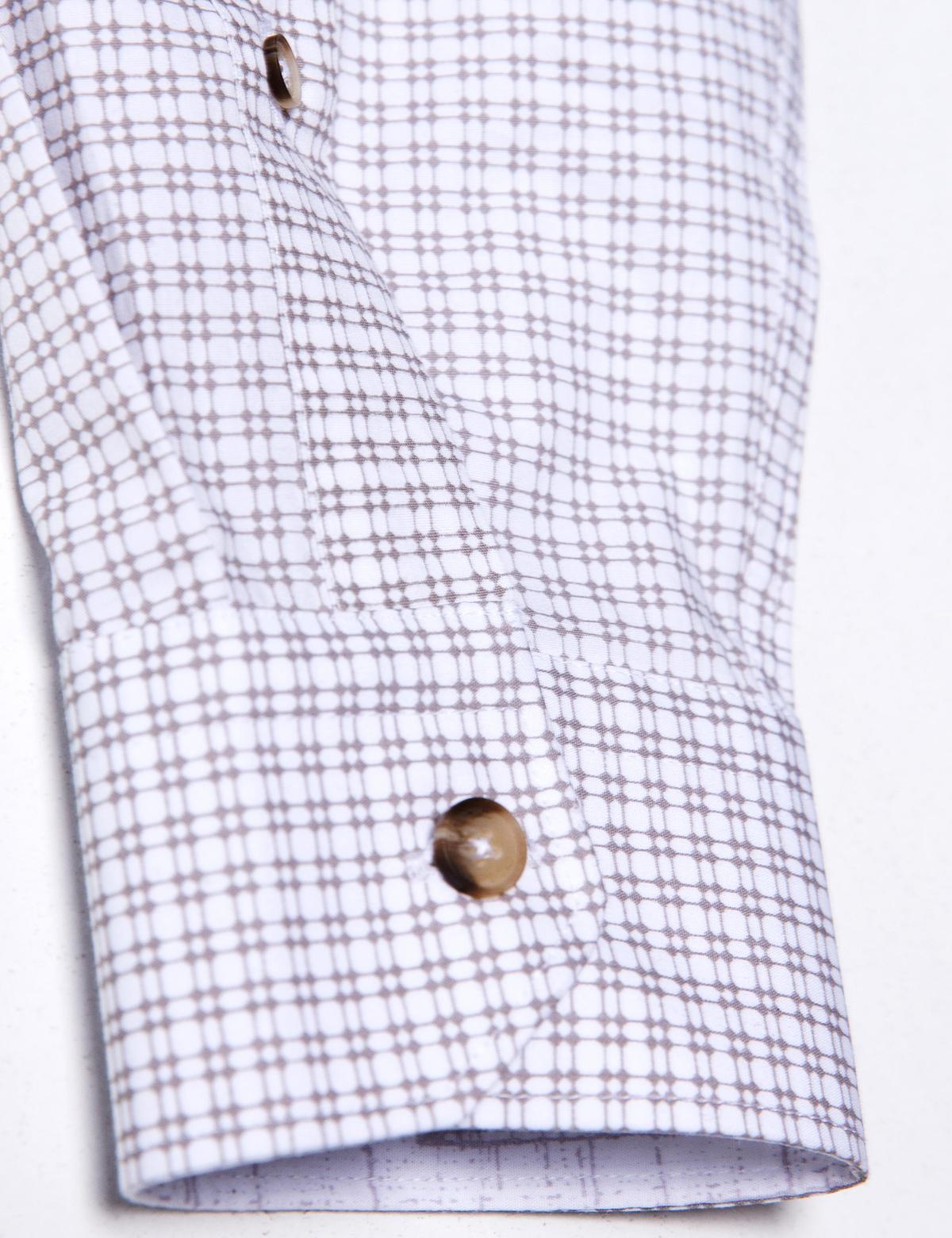 Kahverengi Detaylı Slim Fit Gömlek - 50189439002