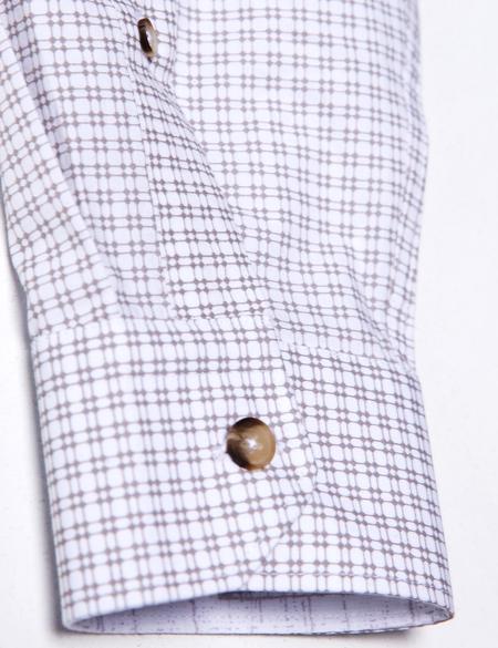 Kahverengi Detaylı Slim Fit Gömlek - 50189439002