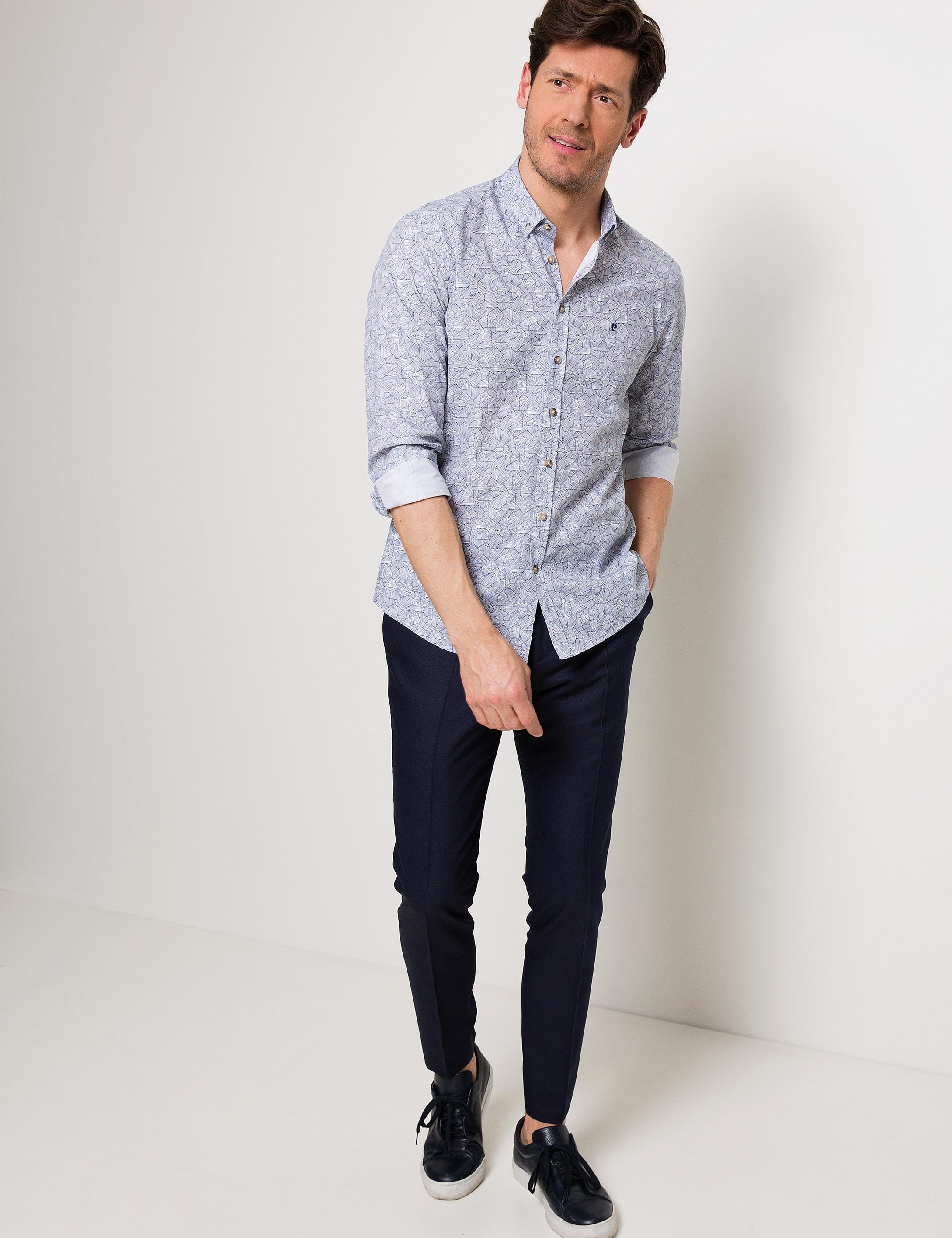 Lacivert Slim Fit Uzun Kollu Gömlek