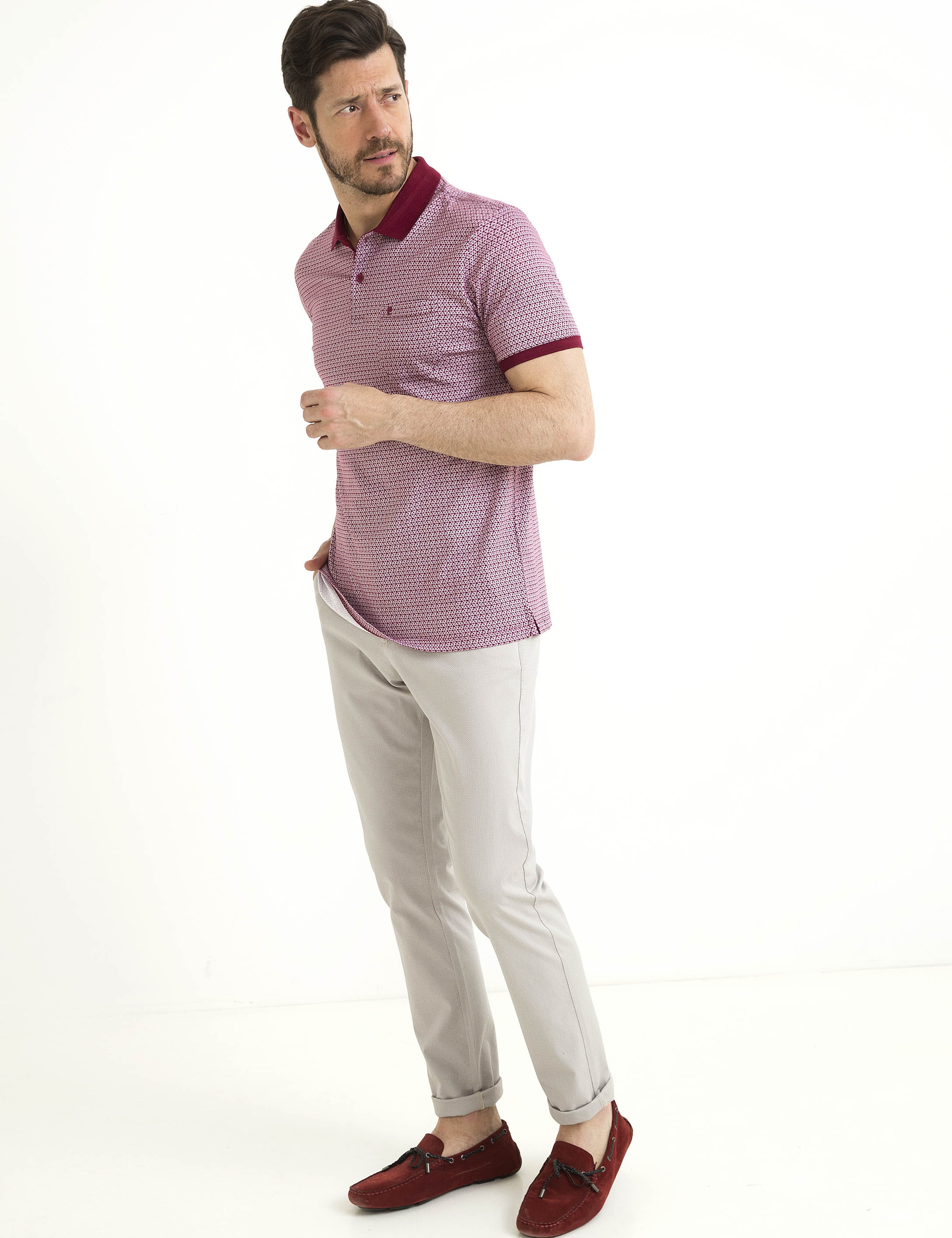 Kırmızı Regular Fit Polo Yaka Tişört - Image 2