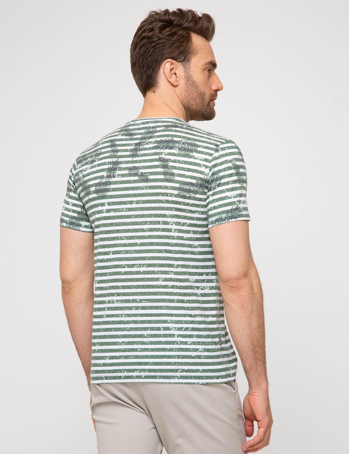 Yeşil Slim Fit Bisiklet Yaka T-Shirt - 50189493013