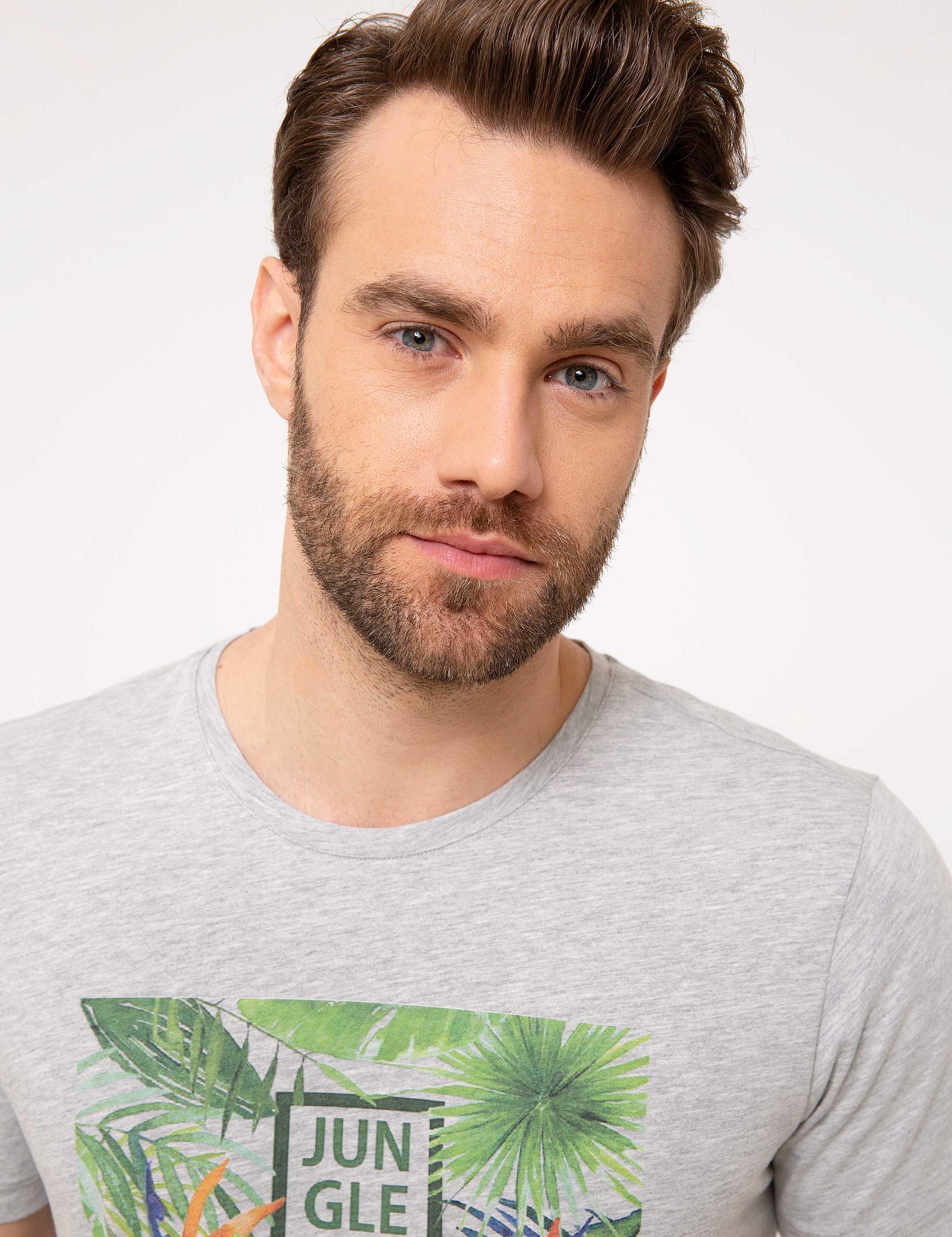 Açık Gri Melanj Slim Fit T-Shirt