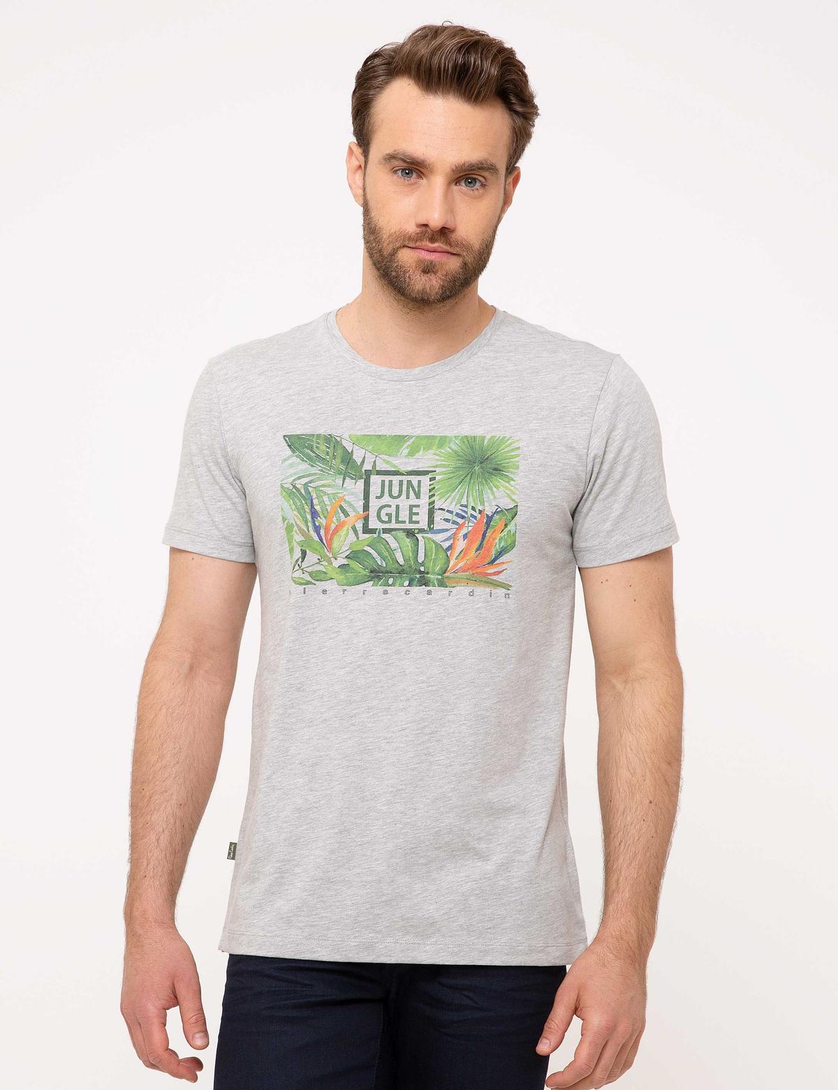 Açık Gri Melanj Slim Fit T-Shirt - 50189503023