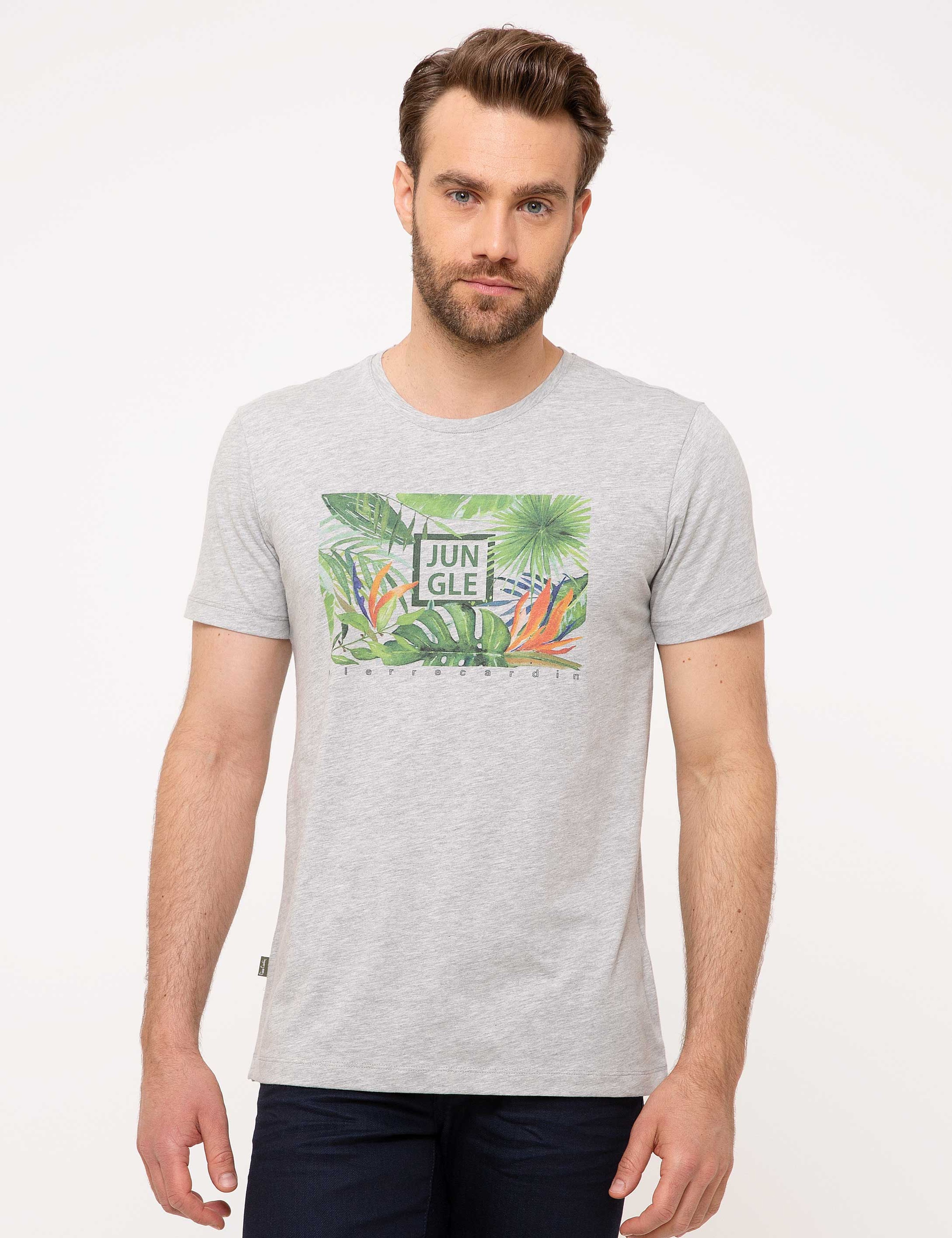 Açık Gri Melanj Slim Fit T-Shirt - Image 2