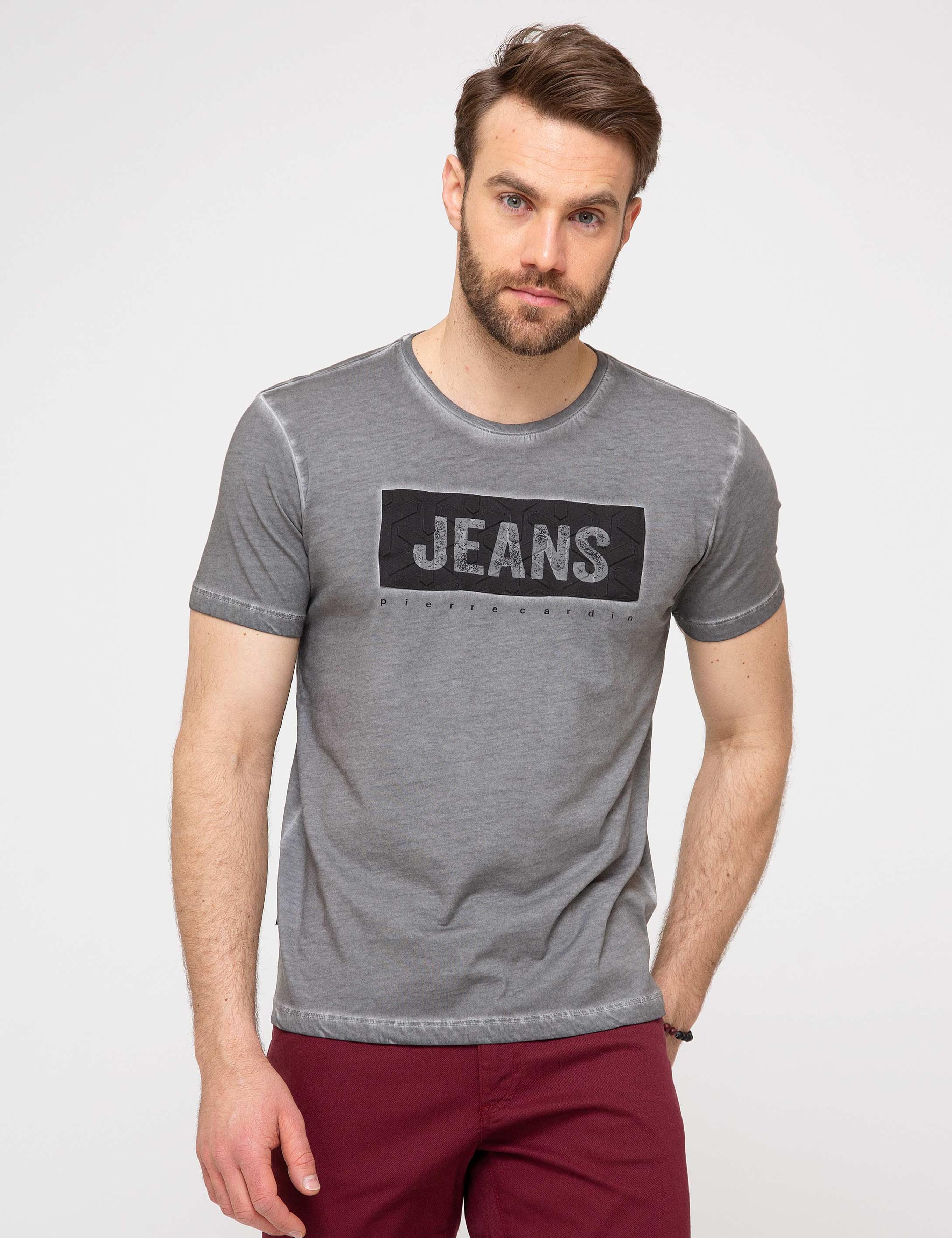 Koyu Gri Slim Fit Bisiklet Yaka T-Shirt