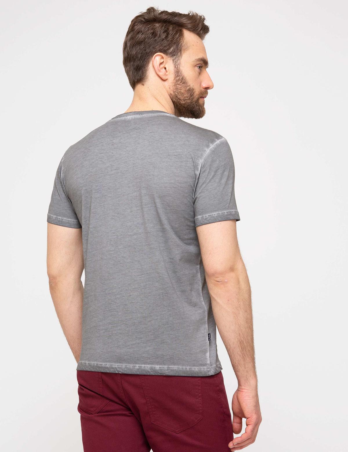 Koyu Gri Slim Fit Bisiklet Yaka T-Shirt - 50189512015