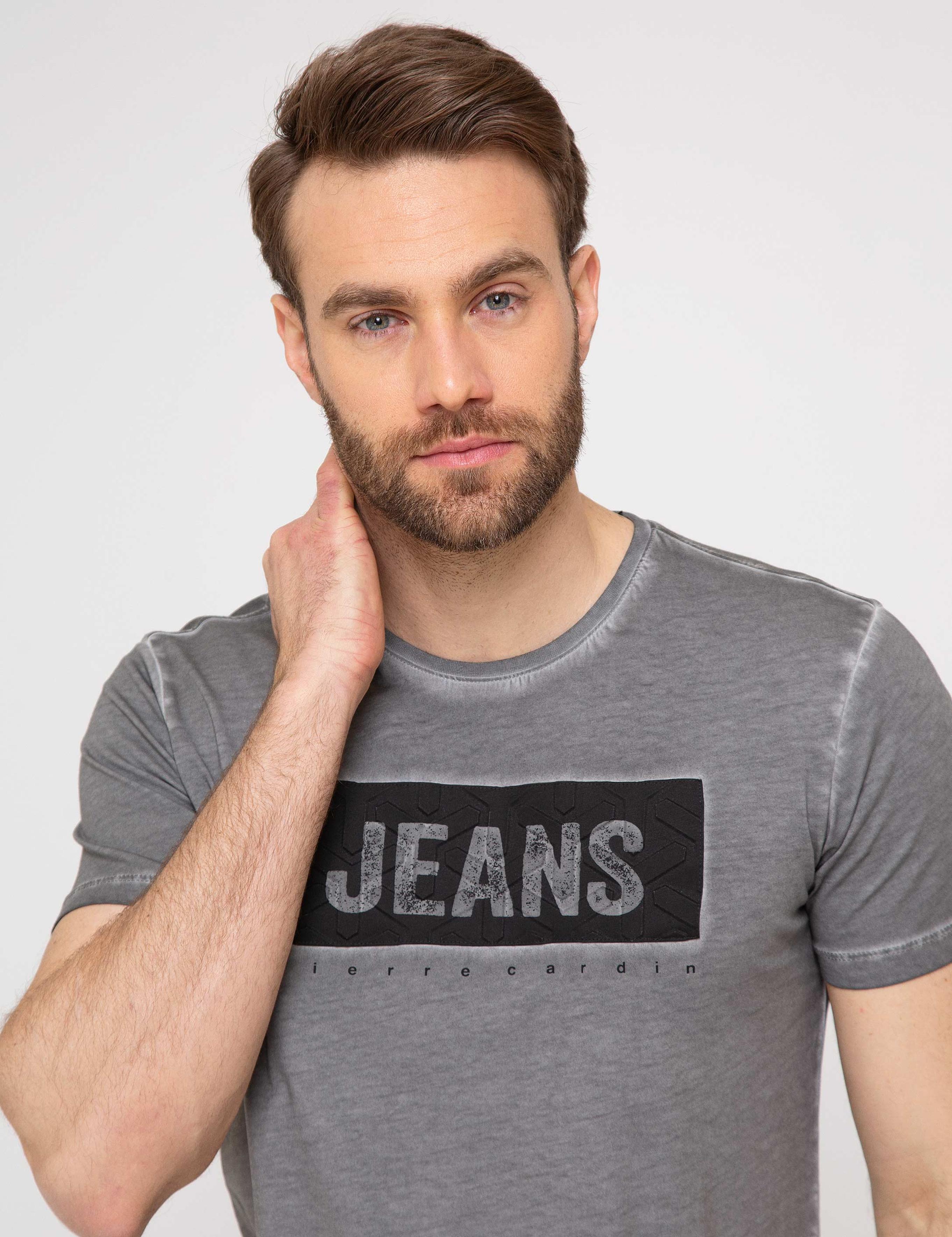 Koyu Gri Slim Fit Bisiklet Yaka T-Shirt