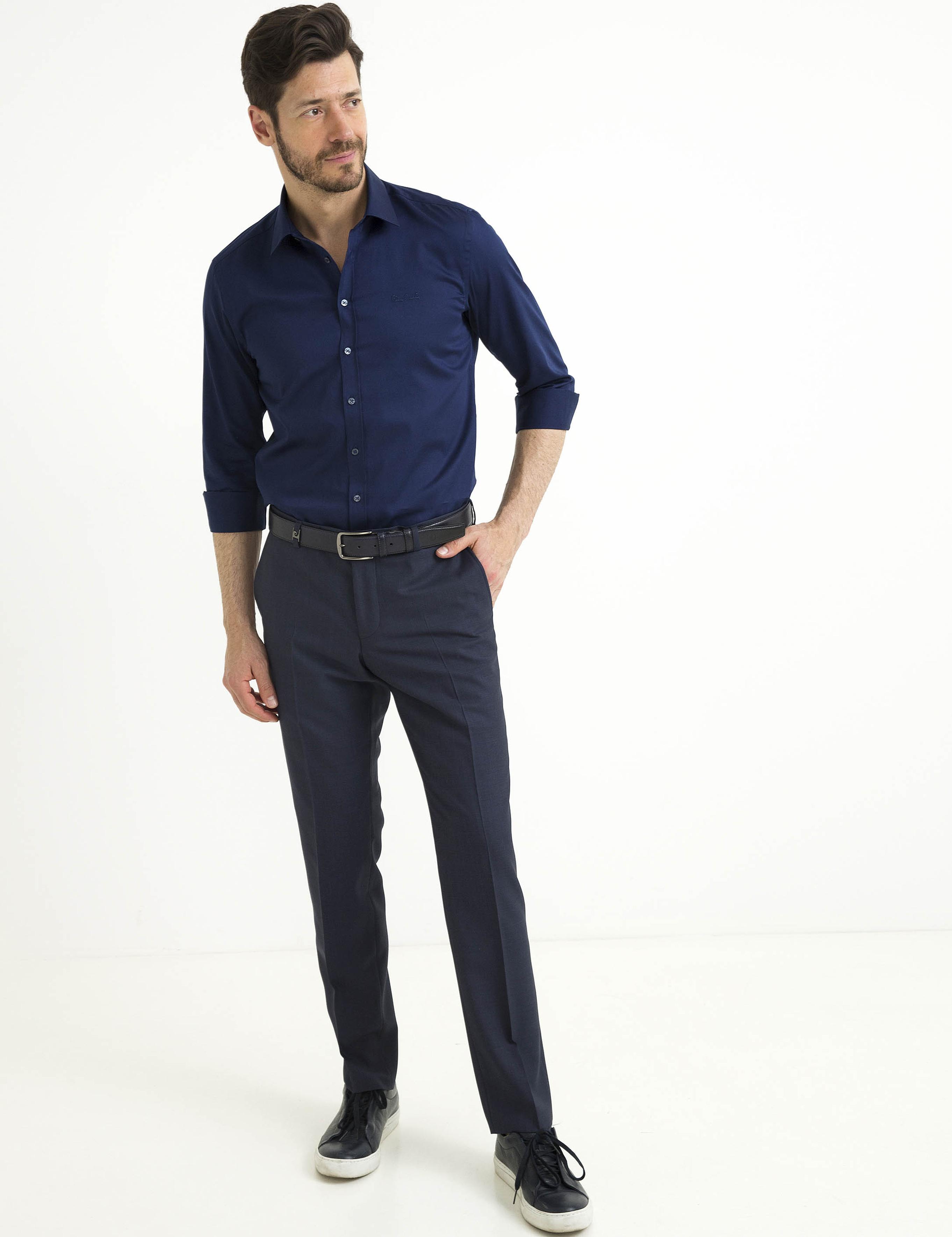 Slim Lacivert Gömlek