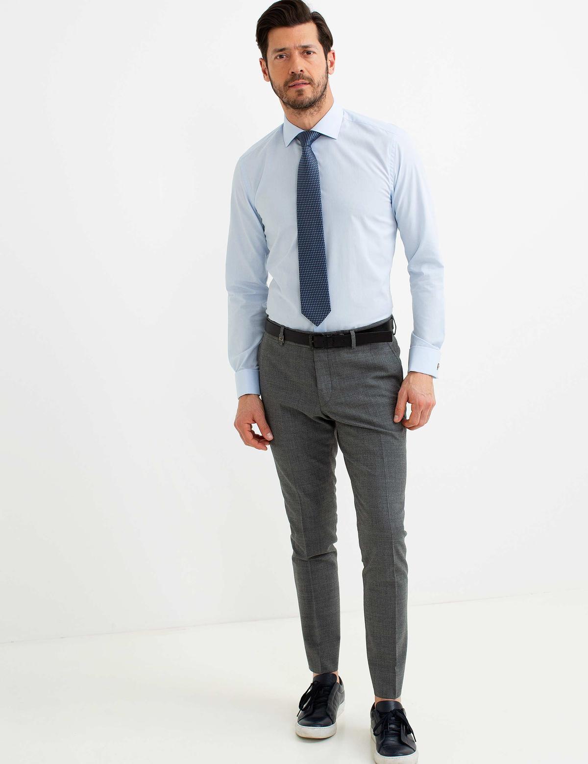 Açık Mavi Slim Fit Uzun Kollu Klasik Gömlek - 50189528016