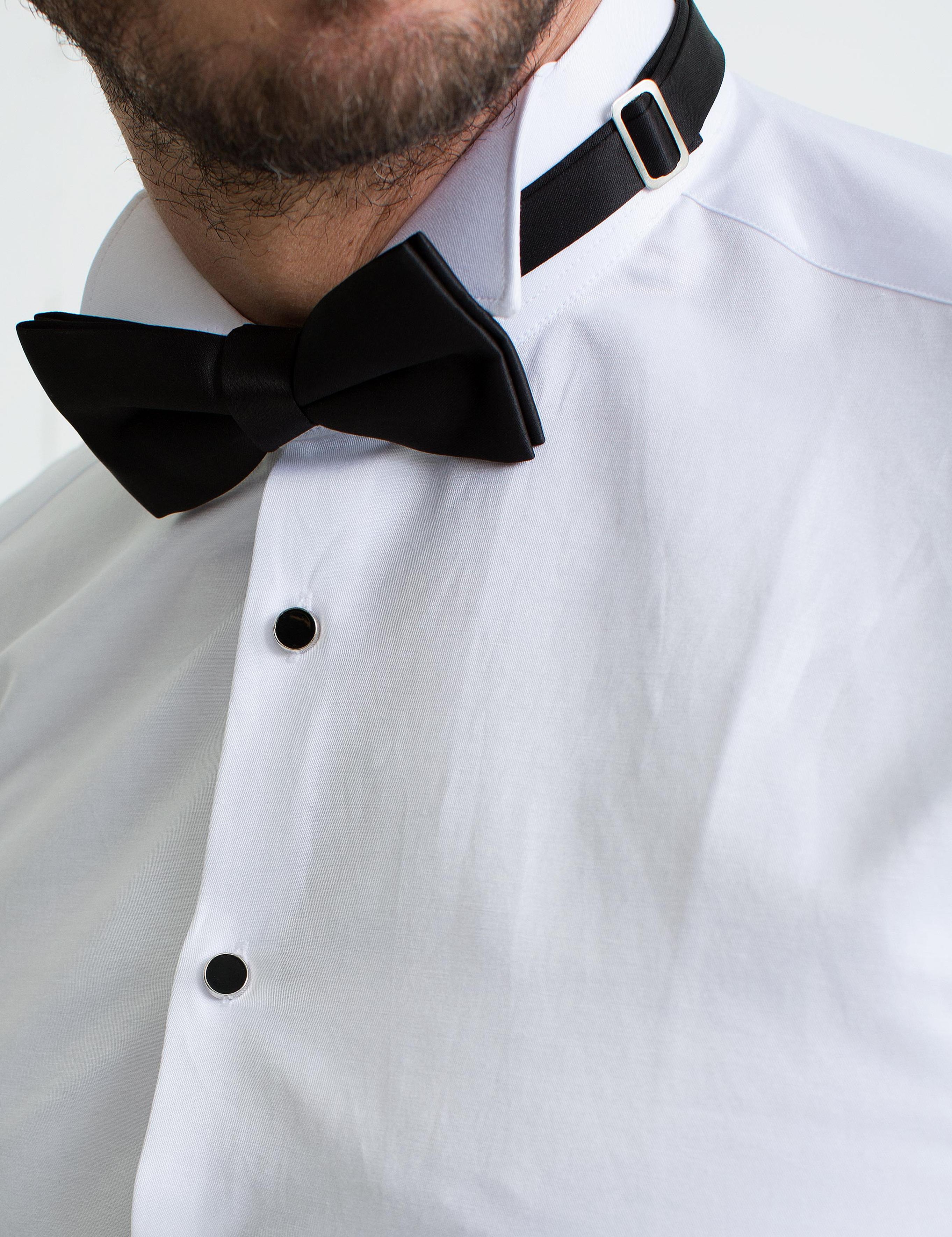 Beyaz Slim Fit Smokin Gömlek