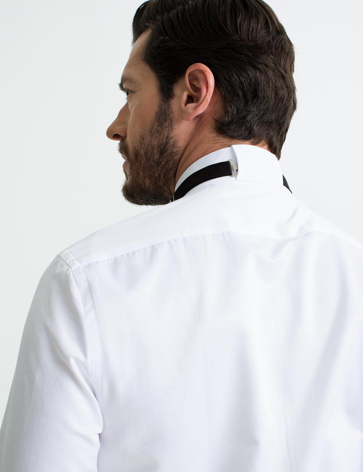 Beyaz Slim Fit Smokin Gömlek - 50189536001