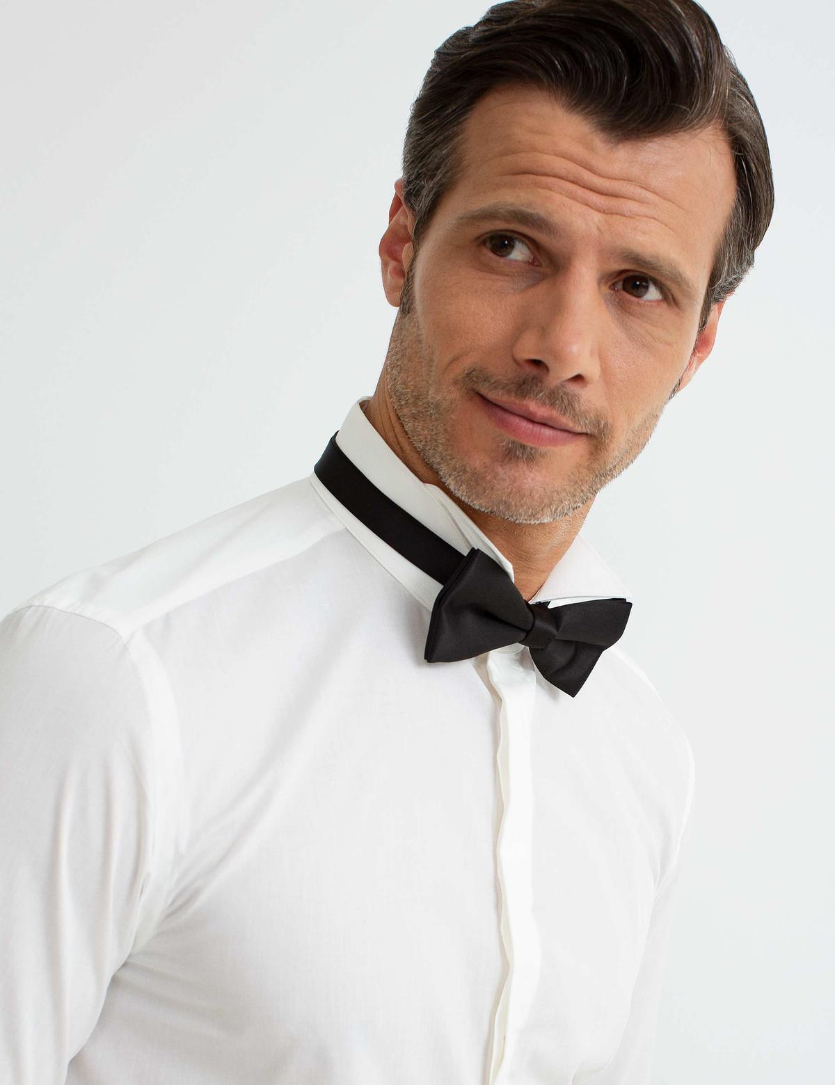 Ekru Slim Fit Smokin Gömlek